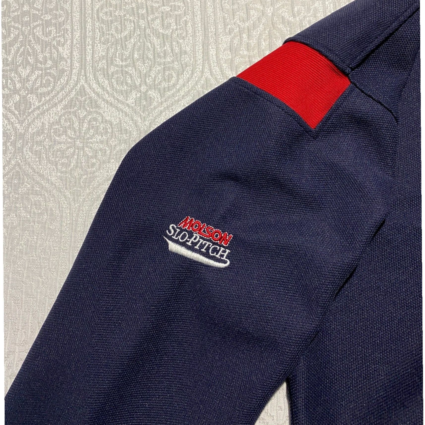 Vintage SPN Slo Pitch National Championship Pullover Jersey Mens XL 1/4 Zip Navy Red Blue Polyester Knit Pockets 100% Sweatshirt? Size US XL / EU 56 / 4 - 3 Thumbnail