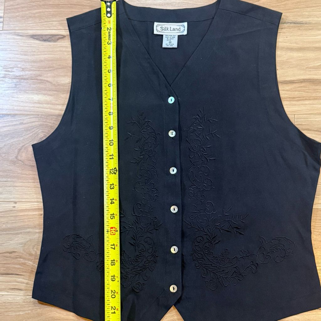 WISDOM Silk Land Women’s Black Silk Vest Petite M Size L / US 10 / IT 46 - 7 Thumbnail