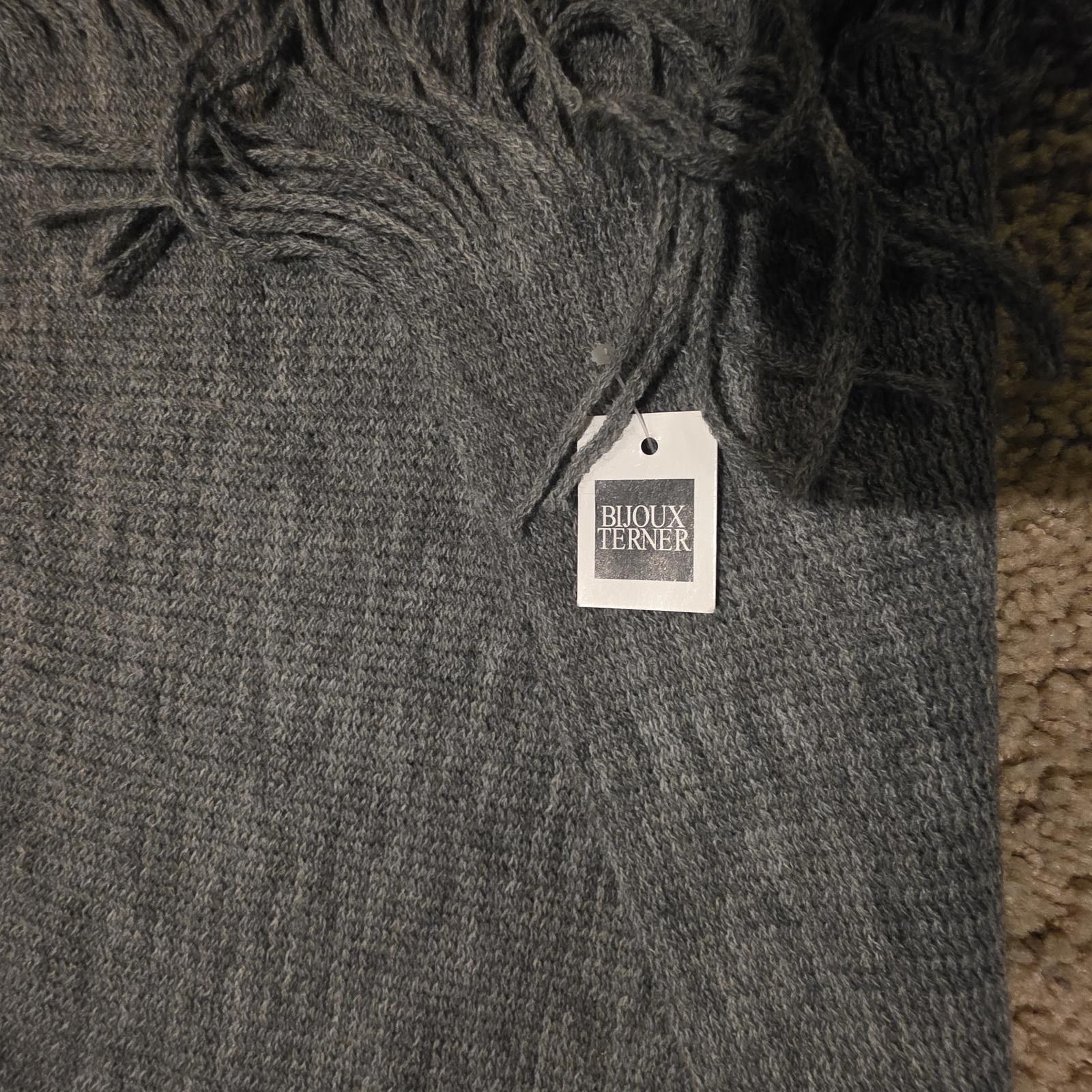 Other Bijoux Terner Gray Knit Scarf with Fringe NWT Size ONE SIZE - 2 Thumbnail