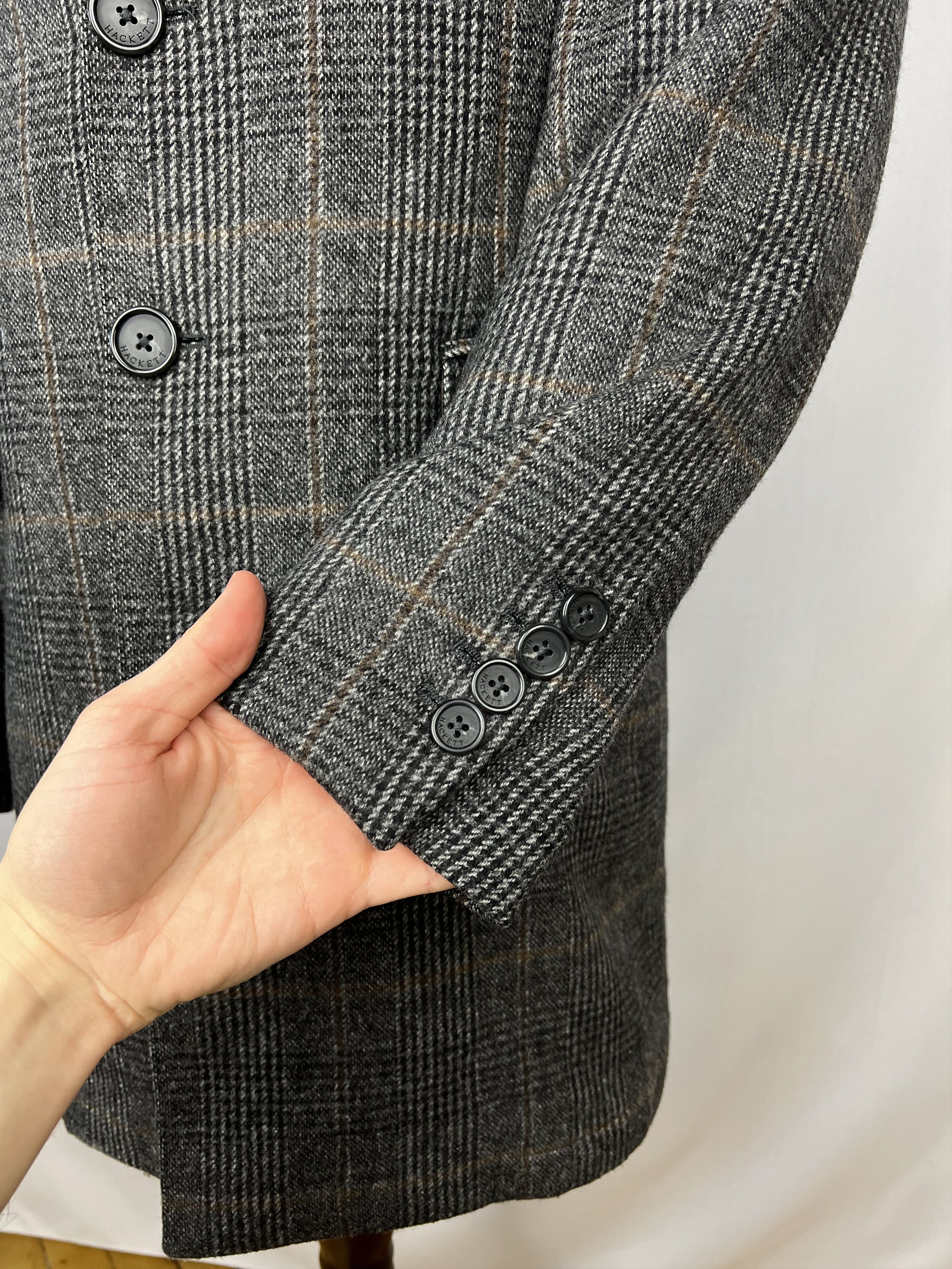 Hackett × Loro Piana 100% Pure Wool Plaid Unlined Single-Breasted Overcoat Size US M / EU 48-50 / 2 - 8 Thumbnail