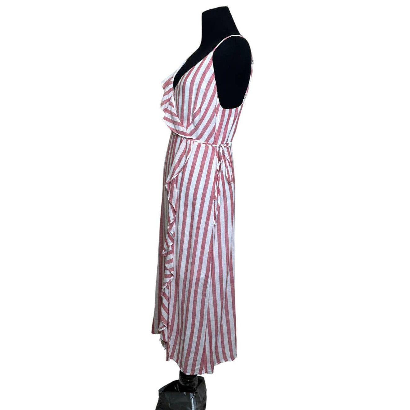 Rails Rails pink white pin stripes ruffle detail midi dress Small Size S / US 4 / IT 40 - 4 Thumbnail