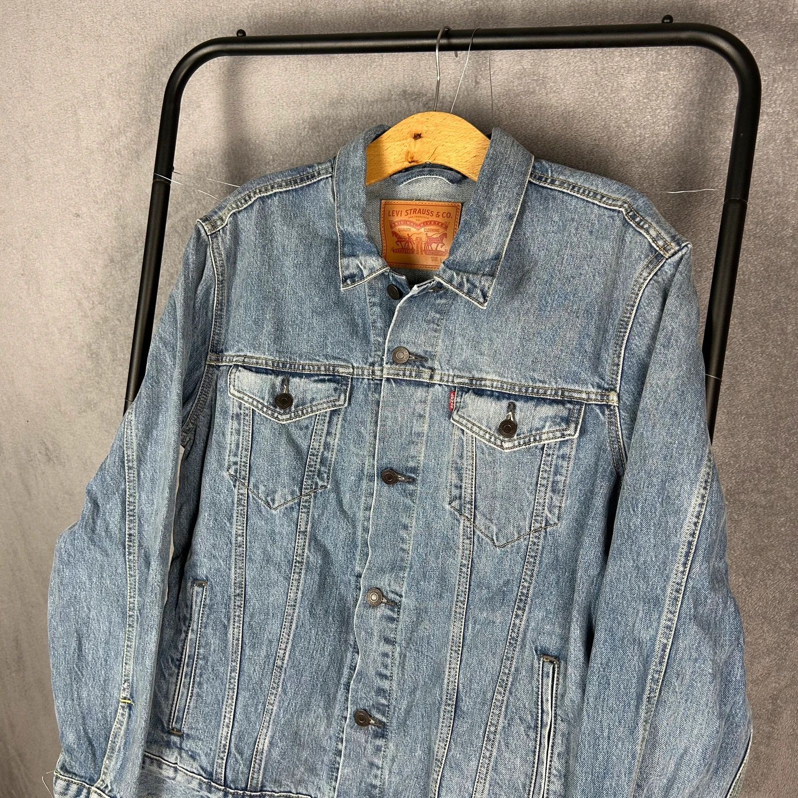 Levi's Levis denim jacket mini logo blue classic katana button up Size US L / EU 52-54 / 3 - 3 Thumbnail