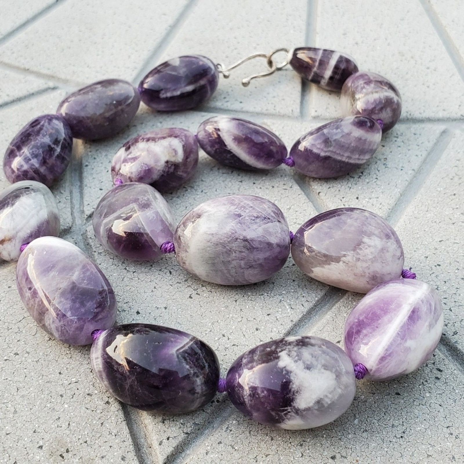 Designer MMA BMCo Sterling Silver Polished Chevron Amethyst Necklace Size ONE SIZE - 9 Thumbnail