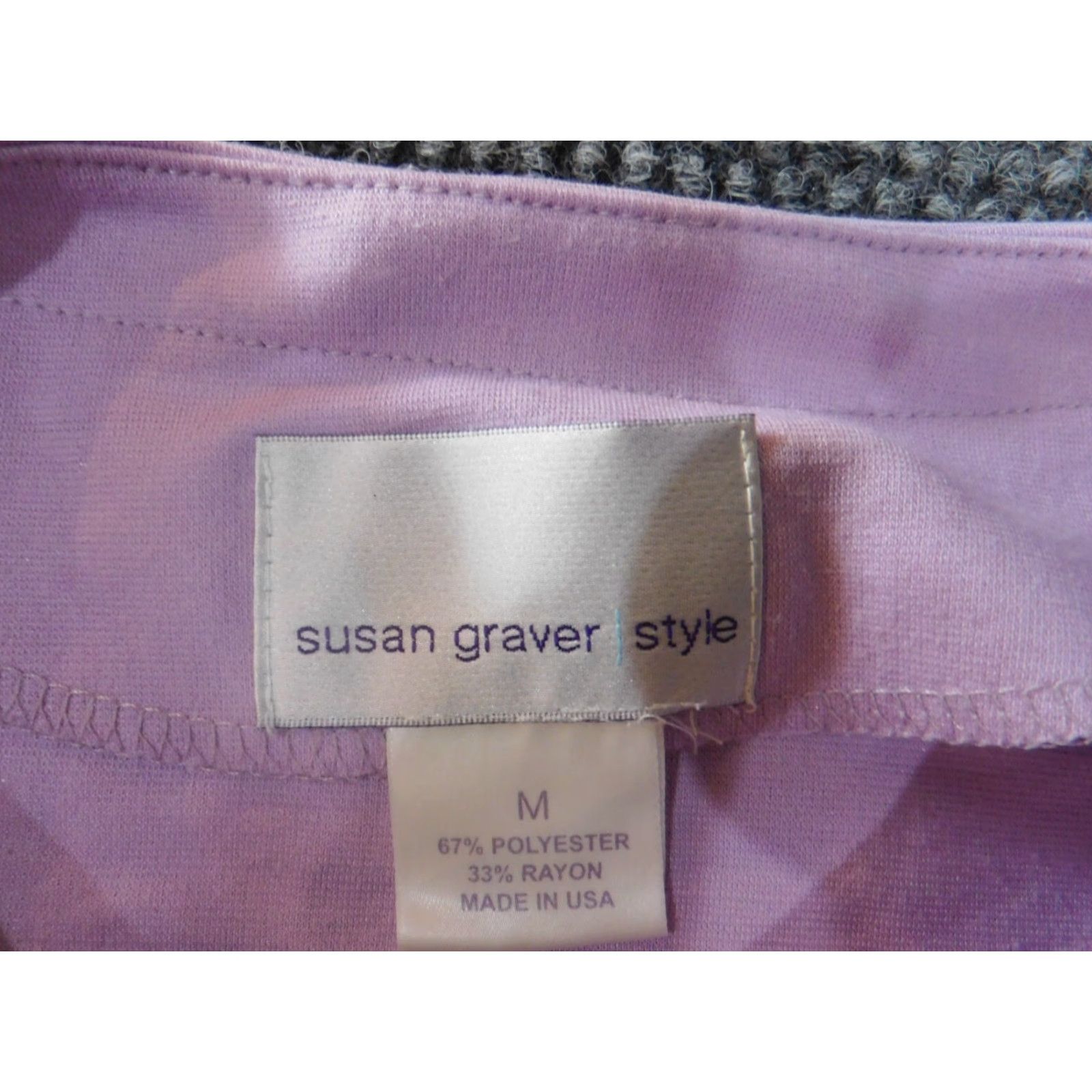 Vintage Susan Graver Blouse Shirt Womens M Purple Knit Polyester Rayon V-Neck Pullover Stretch Casual Shirt Size M / US 6-8 / IT 42-44 - 6 Thumbnail