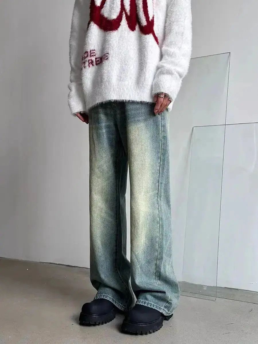 Japanese Brand Street yellow clay dye washed baggy jeans Size US 32 / EU 48 - 6 Thumbnail