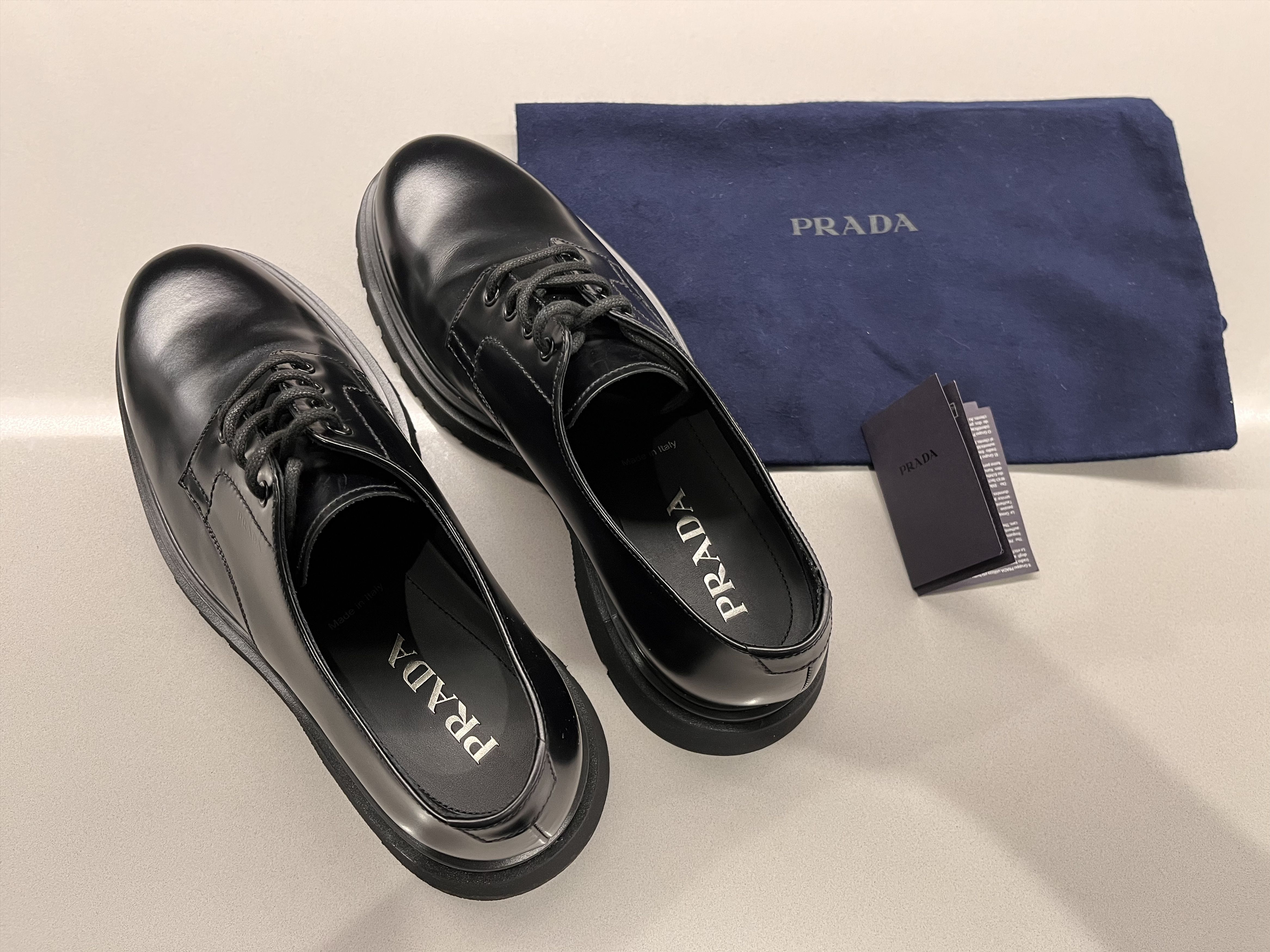 Prada 2EE306 Black Leather Chunky Derby Shoes Size US 9.5 / EU 42-43 - 6 Thumbnail