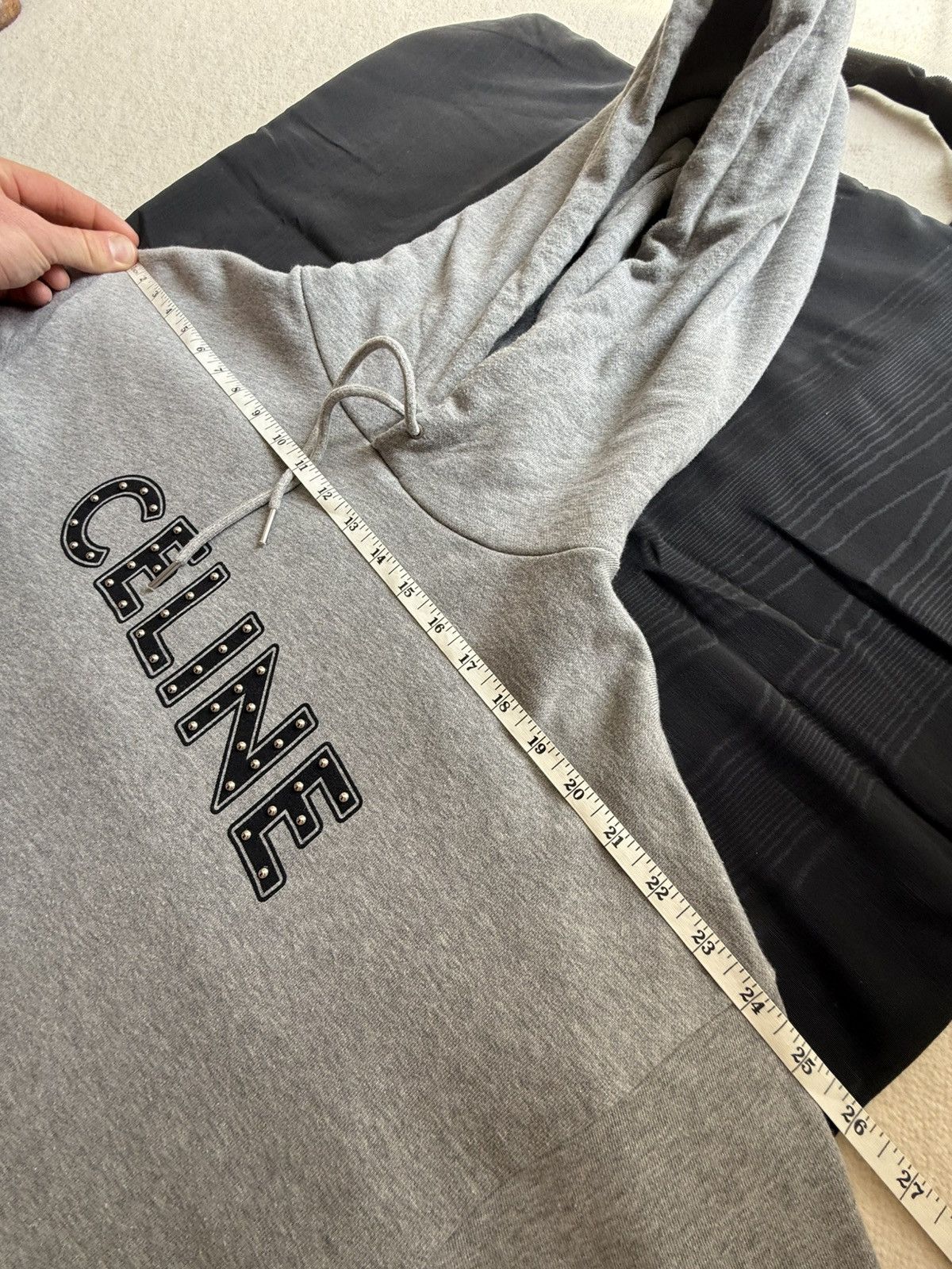 Celine SS21 Celine Dancing Kid Hedi studded logo hoodie gray Hedi Size US L / EU 52-54 / 3 - 9 Thumbnail