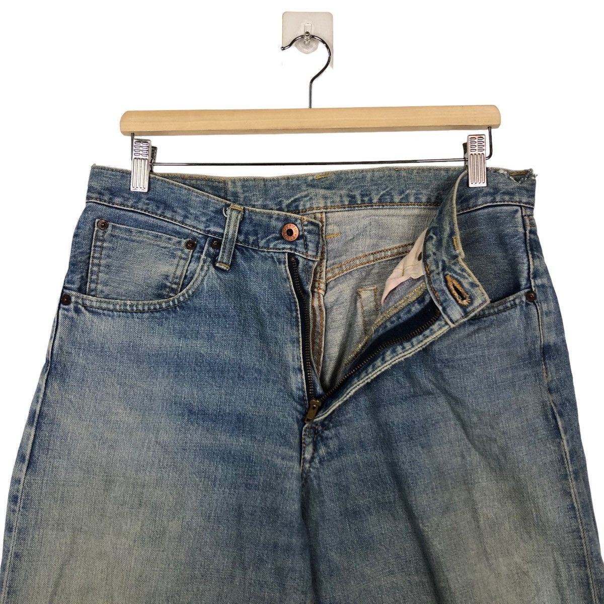 Japanese Brand 🔥90’s Vintage Edwin Distressed Denim Jeans Cowboy Design Size US 32 / EU 48 - 9 Thumbnail