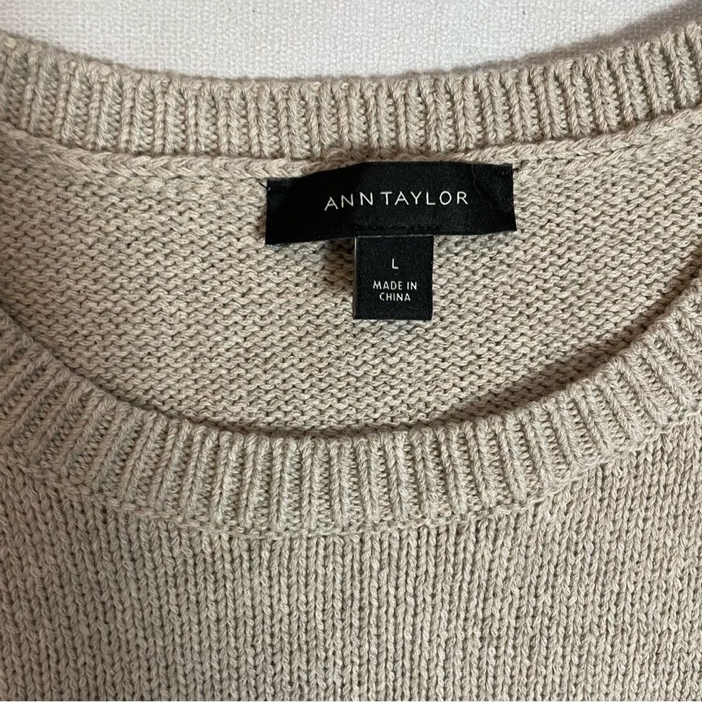 Ann Taylor Ann Taylor Side Tie Sleeveless Beige Cotton Blend Sweater T Size L / US 10 / IT 46 - 5 Thumbnail