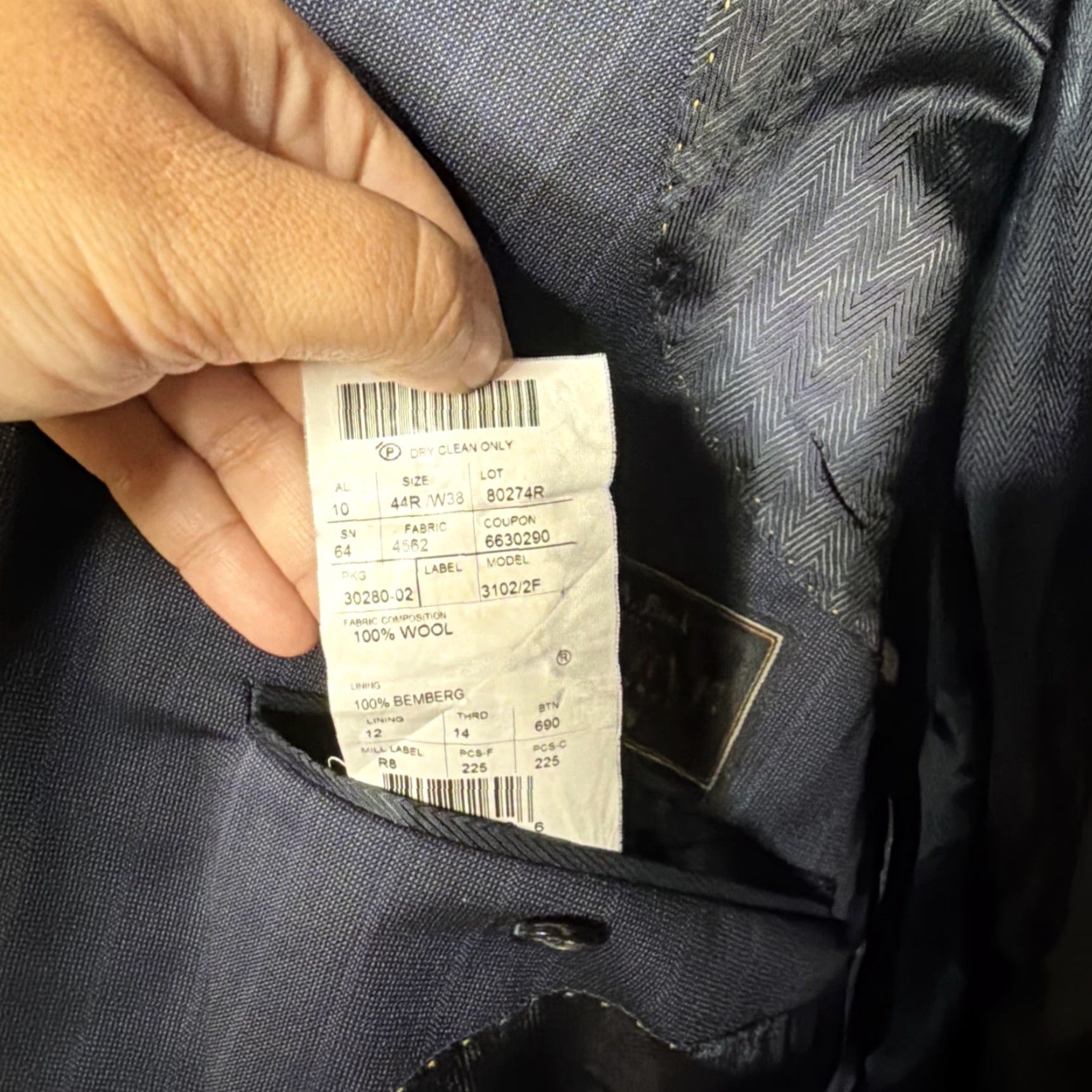 Jos. A. Bank Jos A Bank Reserve Mens Blazer Suit 44R Wool 2 Piece Blue Striped Notch Lapel Regular Mens Size 44R - 6 Thumbnail