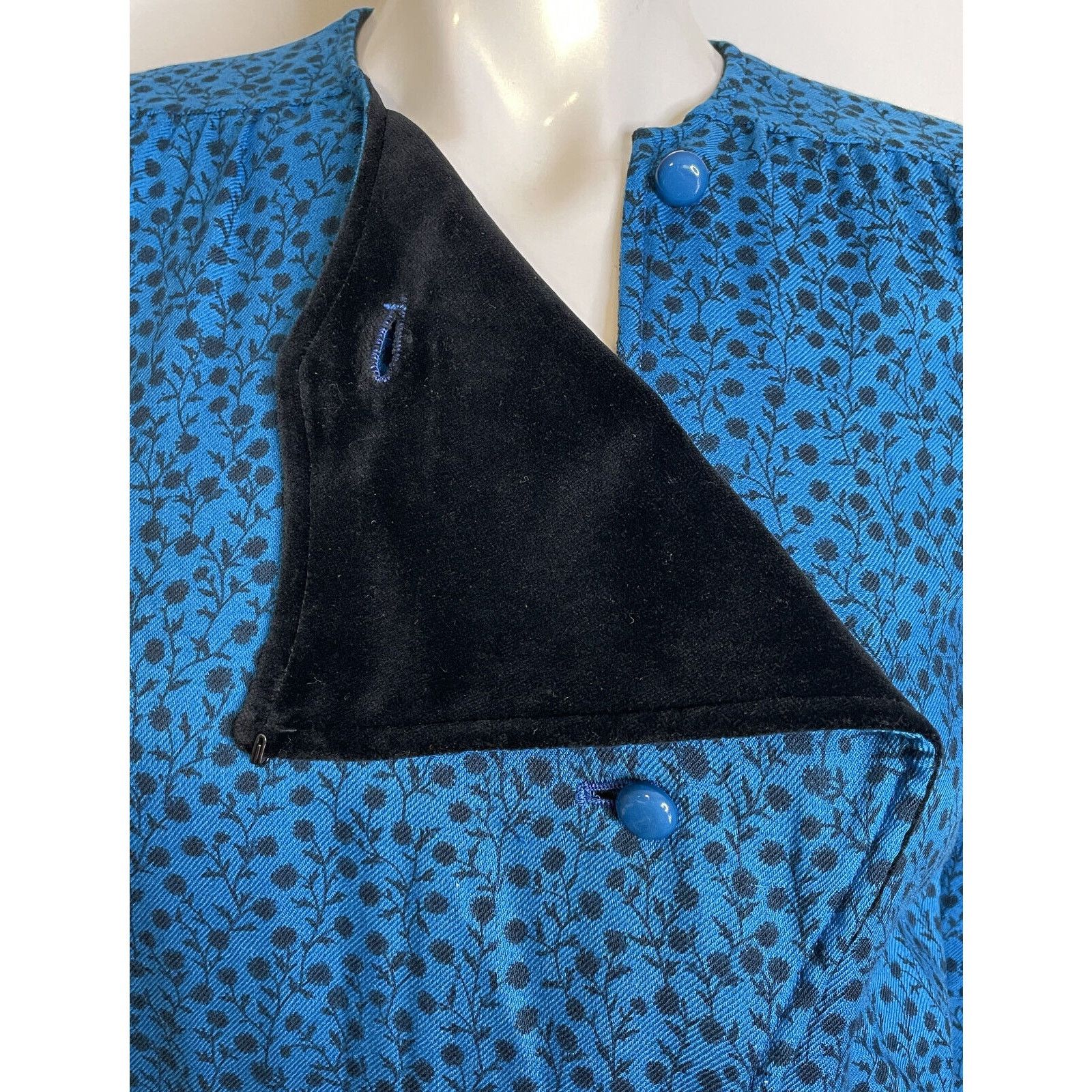 Valentino Vintage Valentino Boutique Blue Floral Wool Dress 10 Pleated Size L / US 10 / IT 46 - 7 Thumbnail