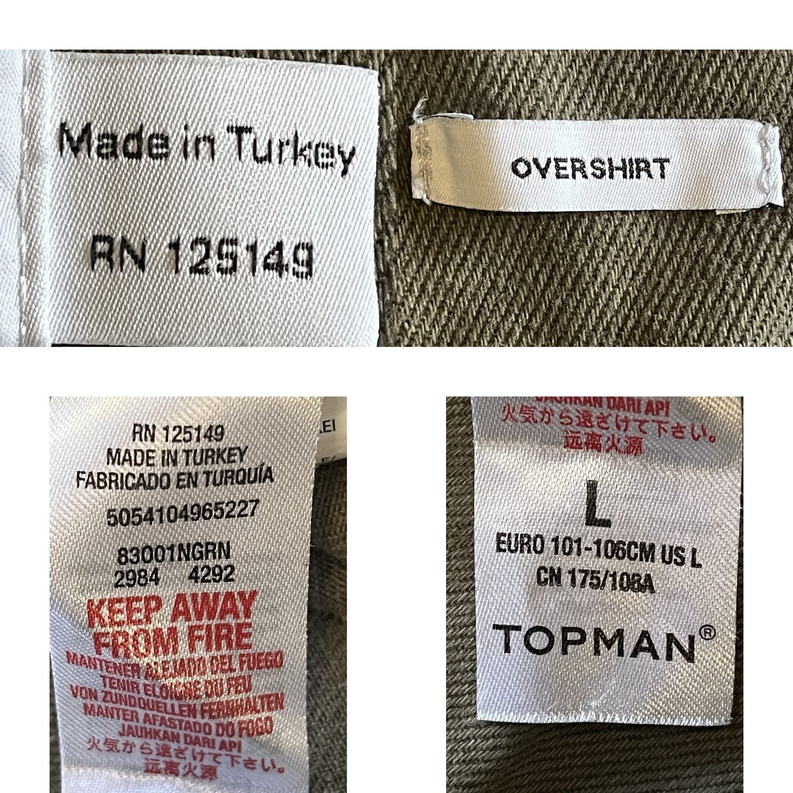 Topman TOPMAN Jacket Zip Up Cotton Olive Green L Overshirt Men Green Jacket Large Zip Up Overshirt Mens Size US L / EU 52-54 / 3 - 8 Thumbnail