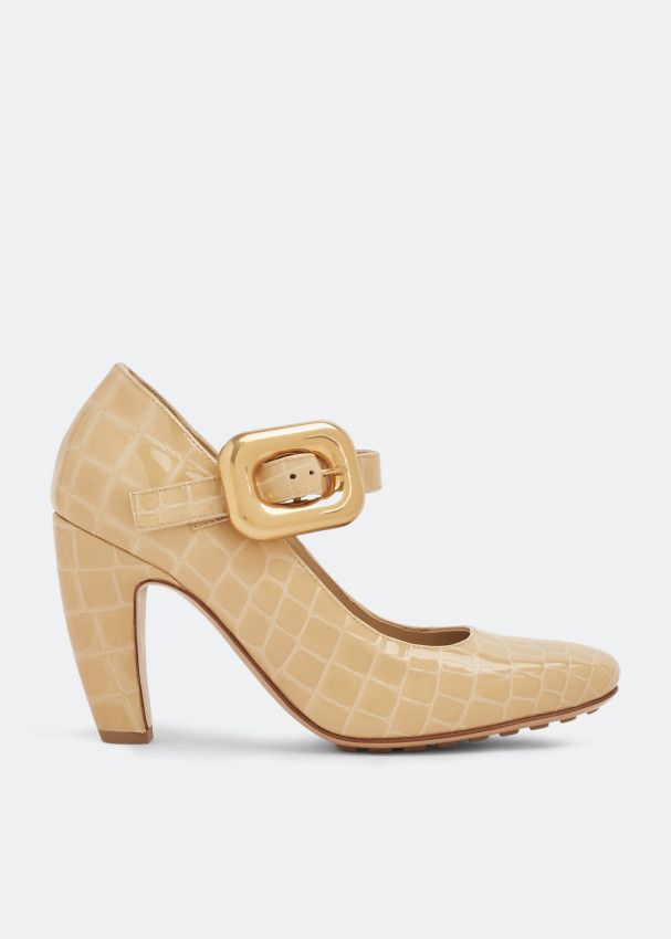 image of Bottega Veneta O1Loc1C0324 729722 Mostra Mary-Jane Pumps In Beige Shoes, Women's (Size 8)
