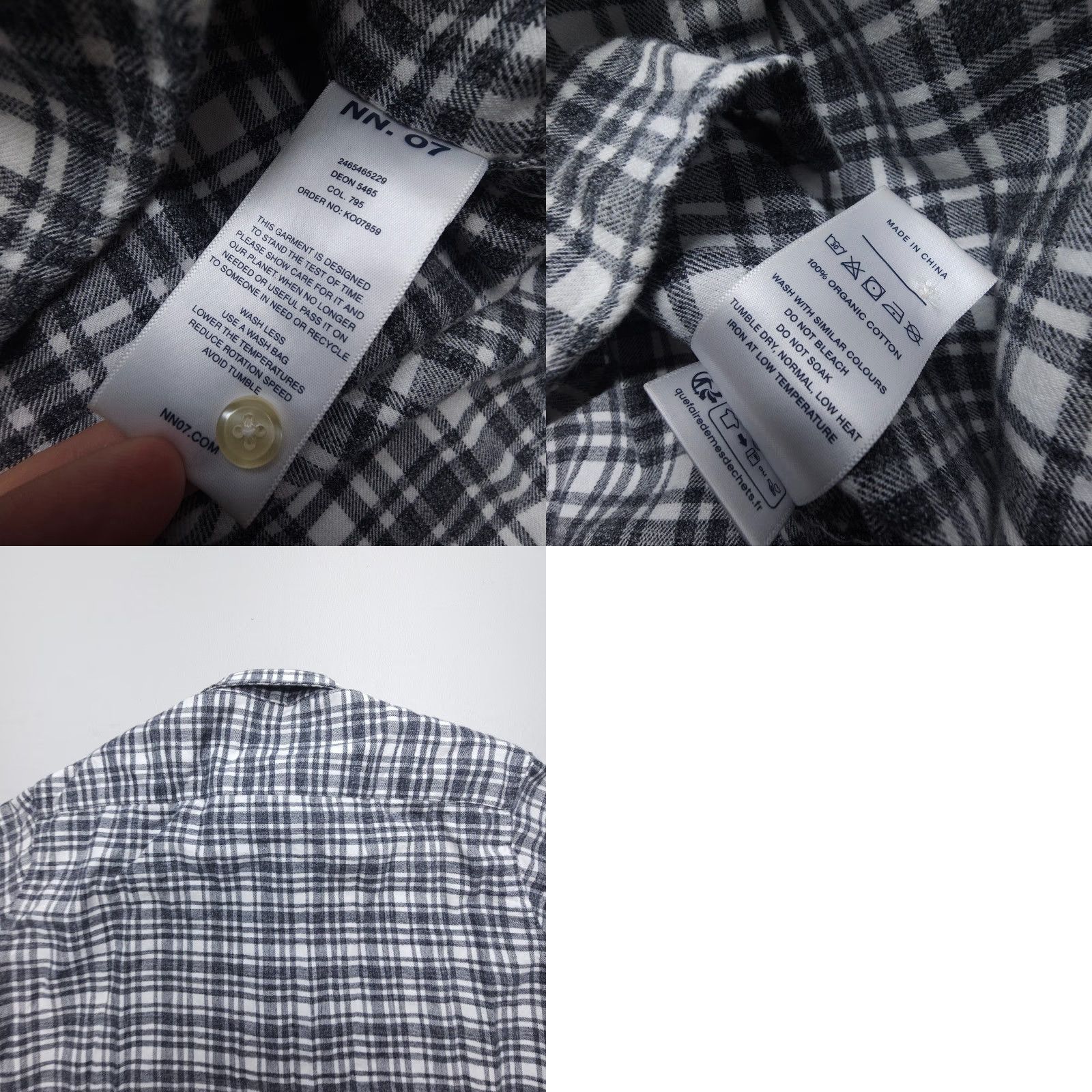 NN07 VINTAGE NN07 No Nationality Deon Organic Cotton Flannel Shirt Mens Medium Gray Plaid Size US M / EU 48-50 / 2 - 8 Thumbnail