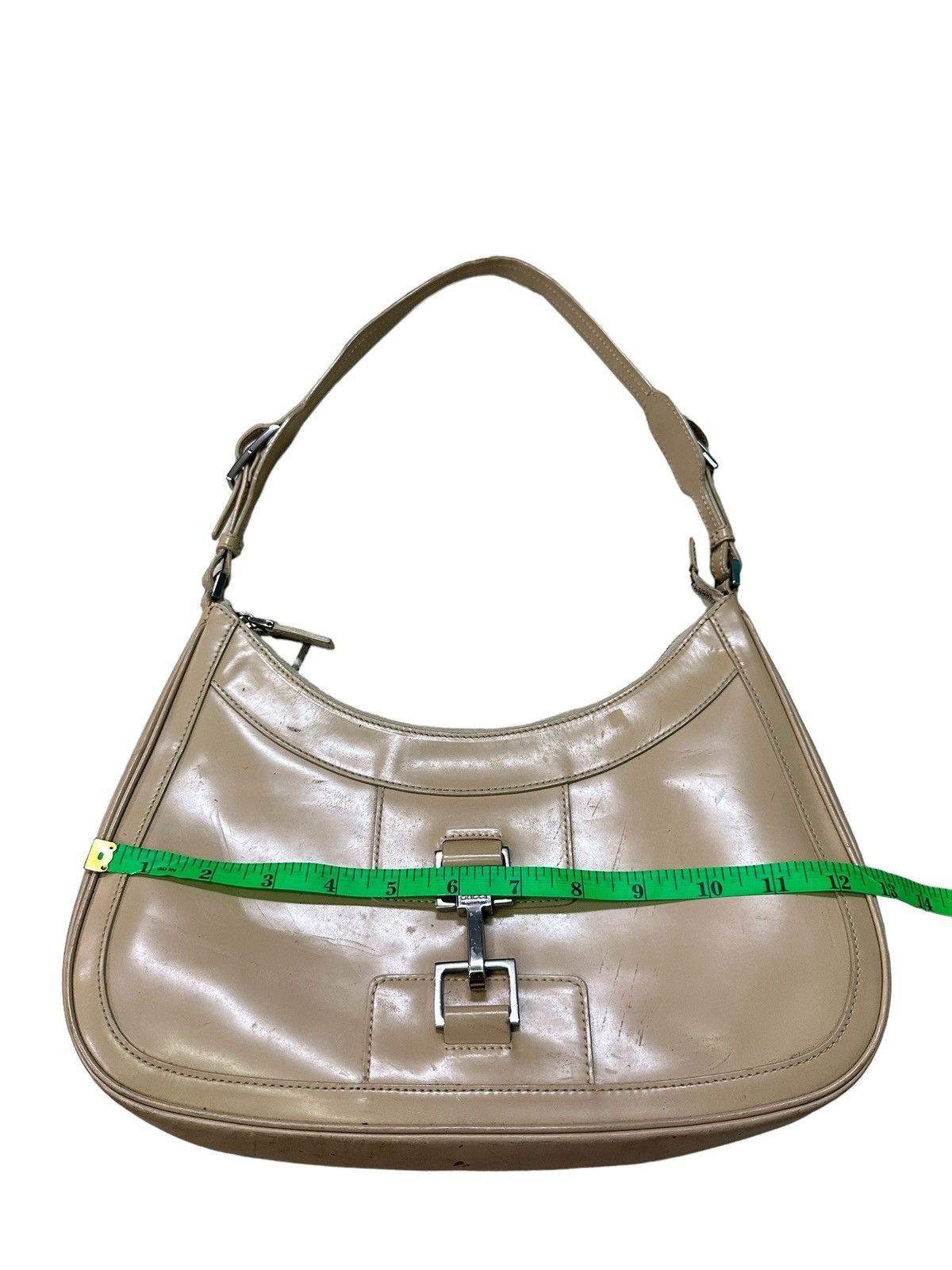 Gucci AUTHENTIC GUCCI BEIGE PATENT LEATHER JACKIE SHOULDER BAG Size ONE SIZE - 20 Thumbnail
