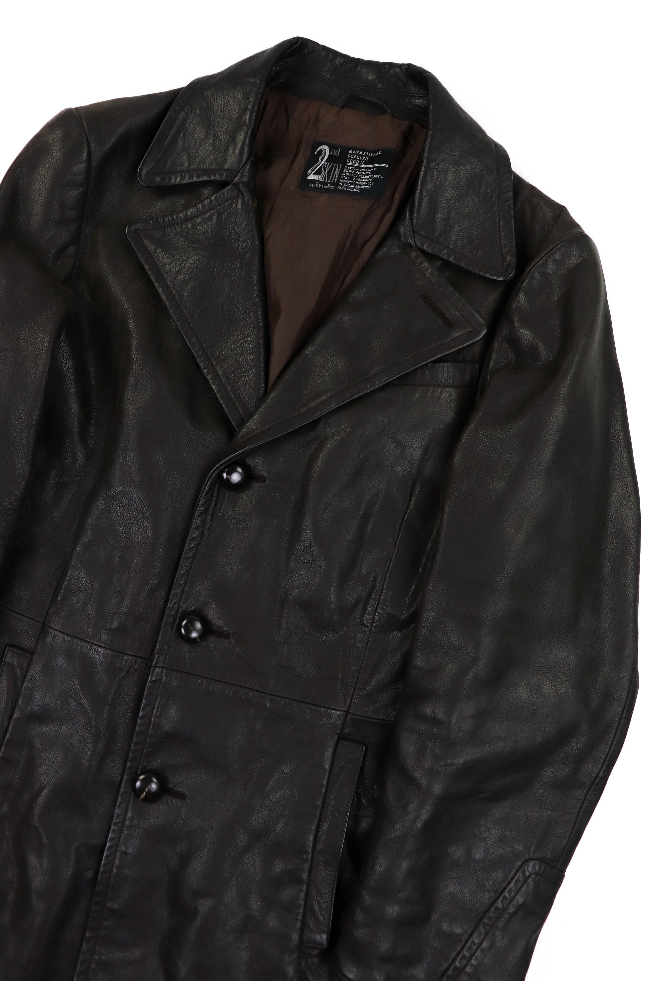 Genuine Leather 2nd Skin by inde Dark Brown Heavy Leather Coat Jacket Size US M / EU 48-50 / 2 - 3 Thumbnail