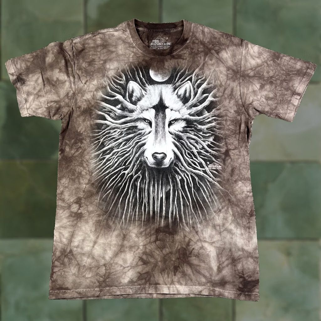 The Mountain The Mountain Wolf Moon Graphic T-Shirt Medium Tie-Dye Brown Big Graphic Print S/M Unisex Adults Mens Womens Size US M / EU 48-50 / 2 - 1 Thumbnail