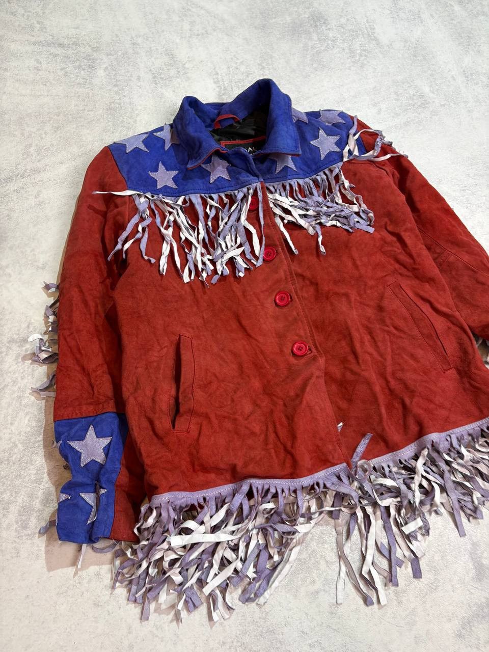Vintage Vintage Western Suede Jacket Americana Stars & Stripes Theme Size XL / US 12-14 / IT 48-50 - 2 Thumbnail