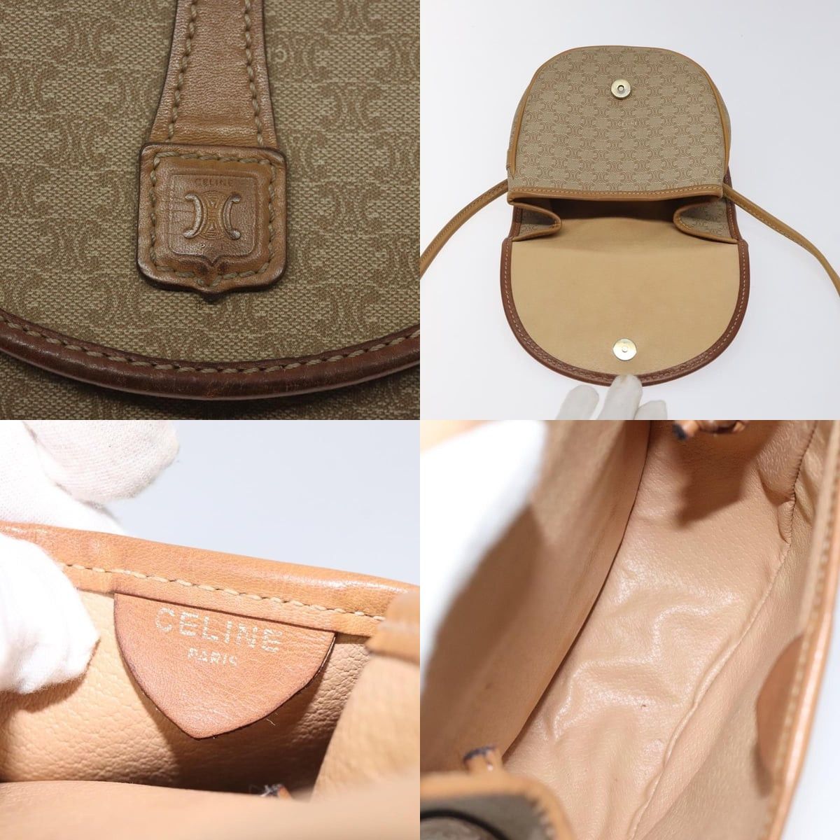 Celine CELINE Macadam Canvas Shoulder Bag Pvc Beige Gold Size ONE SIZE - 11 Thumbnail