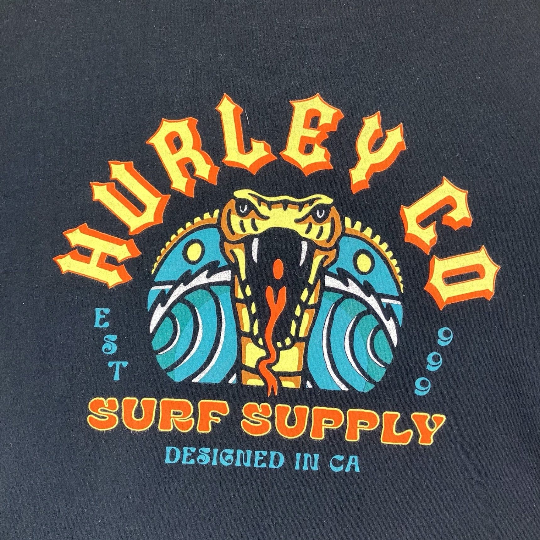 Hurley Hurley T-Shirt Mens Large Black Colorful Cobra Graphic Soft Cotton Skate Surf Retro Size US L / EU 52-54 / 3 - 3 Thumbnail