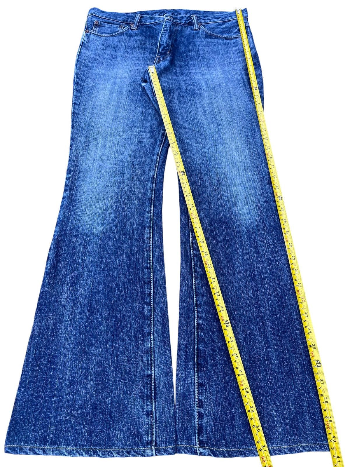 Burgus Plus × Japanese Brand × Le Grande Bleu (L.G.B.) Vintage Japanese Brand Burgus Plus Blue Washed Flare Jeans Size US 33 - 13 Thumbnail