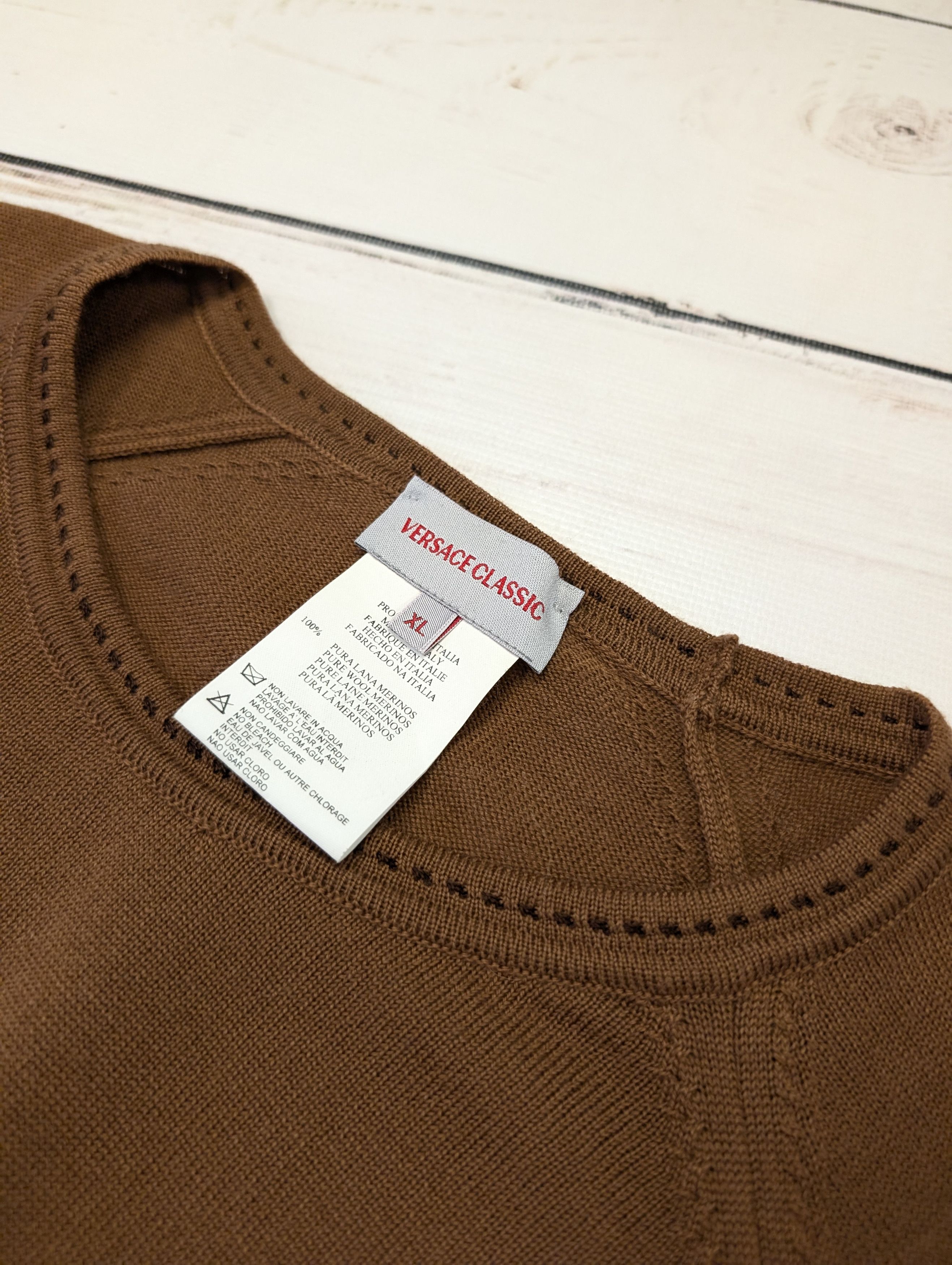 Versace VERSACE Classic Mens Pure Wool Sweater Brown Size XL Size US XL / EU 56 / 4 - 7 Thumbnail