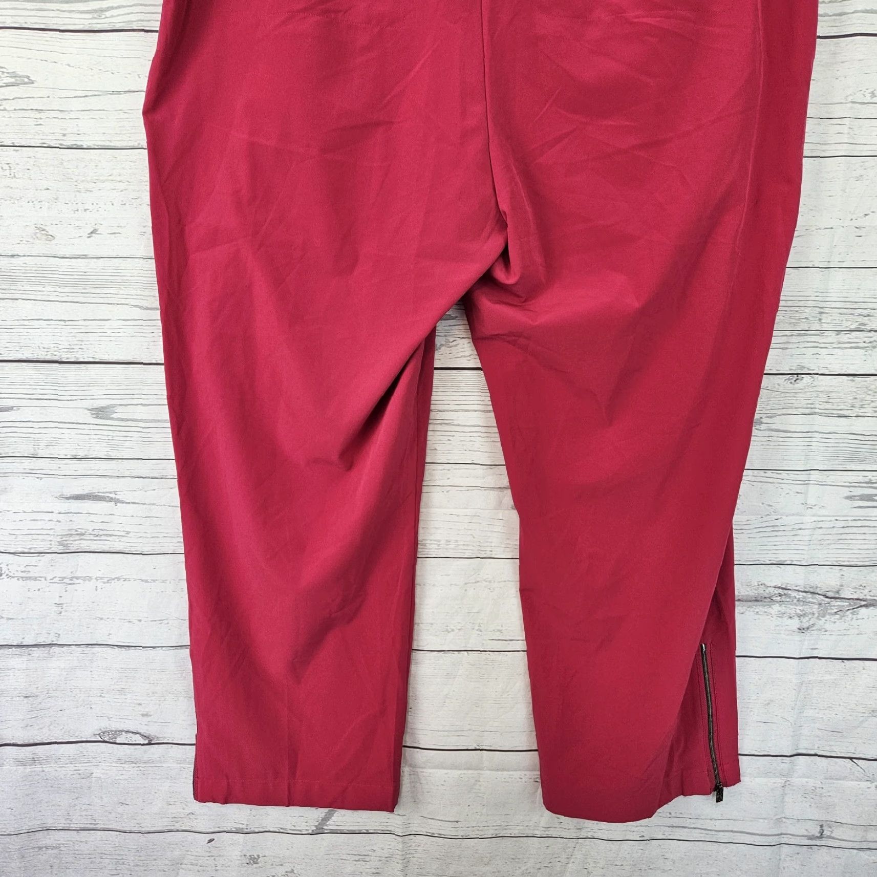 Vintage Chico's Zenergy Womens Cropped Pants Sz 16 Pink Zip Hem High Rise Cotton Blend 24" Inseam Womens Size 38" / US 16 / IT 52 - 5 Thumbnail