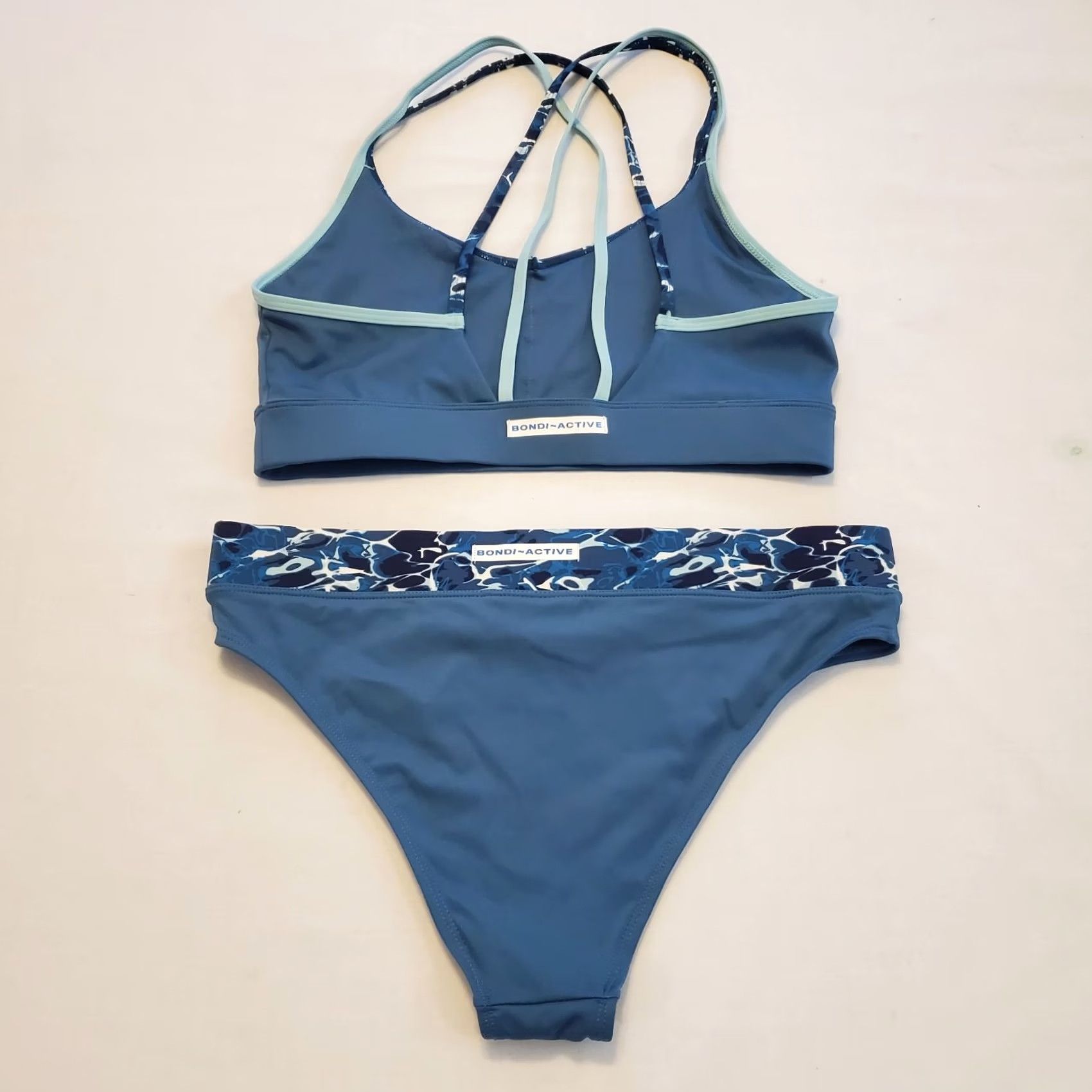 Vintage Bondi Active Swimsuit 10/12 Blue Hi Waist Bottom Sz 10 Top Sz 12 2 Piece Womens Size L / US 10 / IT 46 - 3 Thumbnail