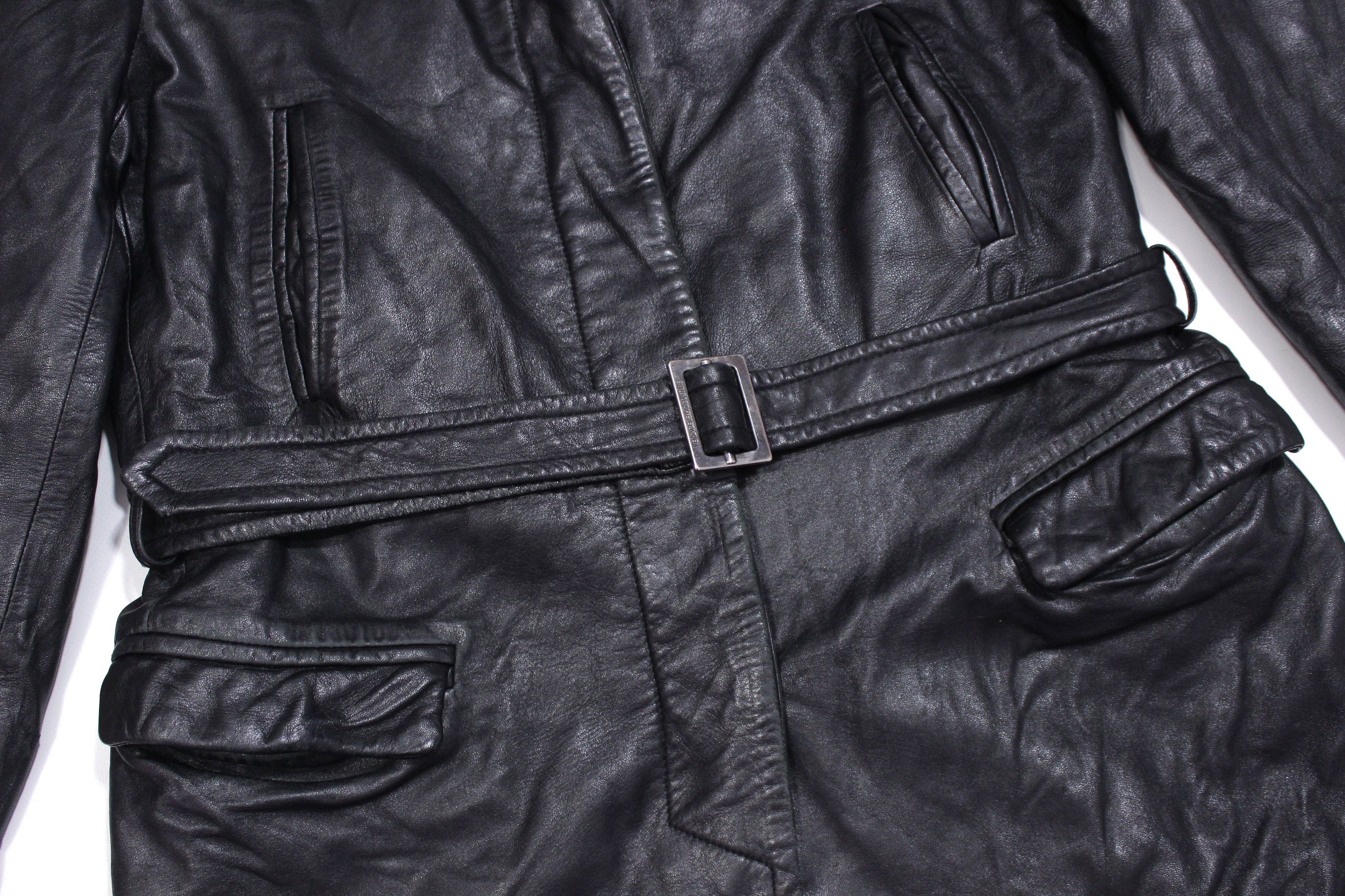 Versace 90S Leather Jacket Belted Coat Vintage Size S / US 4 / IT 40 - 5 Thumbnail
