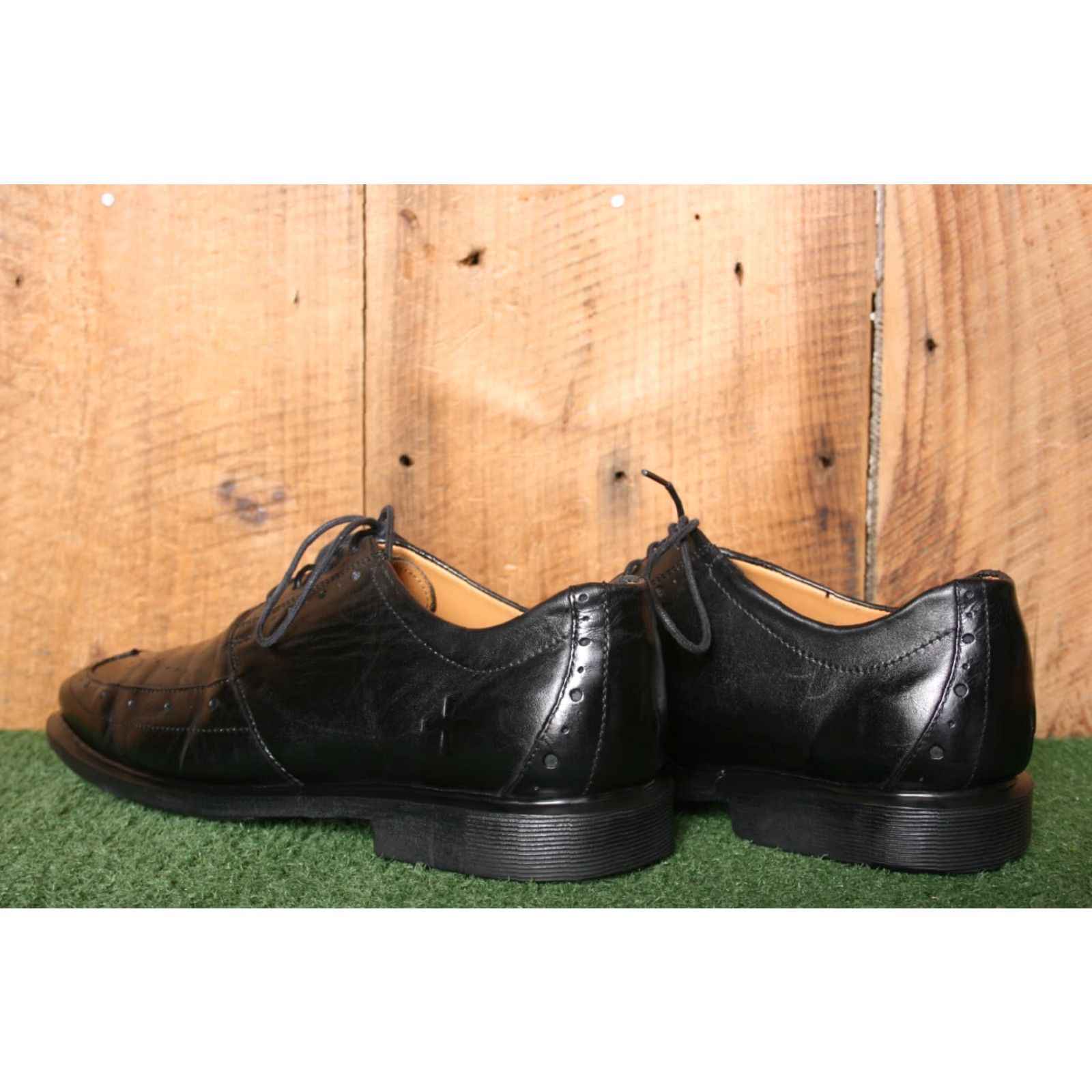 Dr. Martens VINTAGE DR. MARTENS Nappa Black Leather Wingtip Brogues UK 9 US 10 Mens Oxford Lace Up Square Toe Leather Shoe 1C59 Size US 9 / EU 42 - 3 Thumbnail
