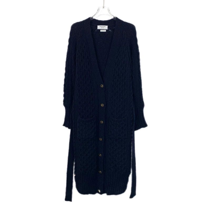 Thom Browne Thom Browne Navy Wool Knit Cardigan with Belt - dmc Size US S / EU 44-46 / 1 - 1 Thumbnail