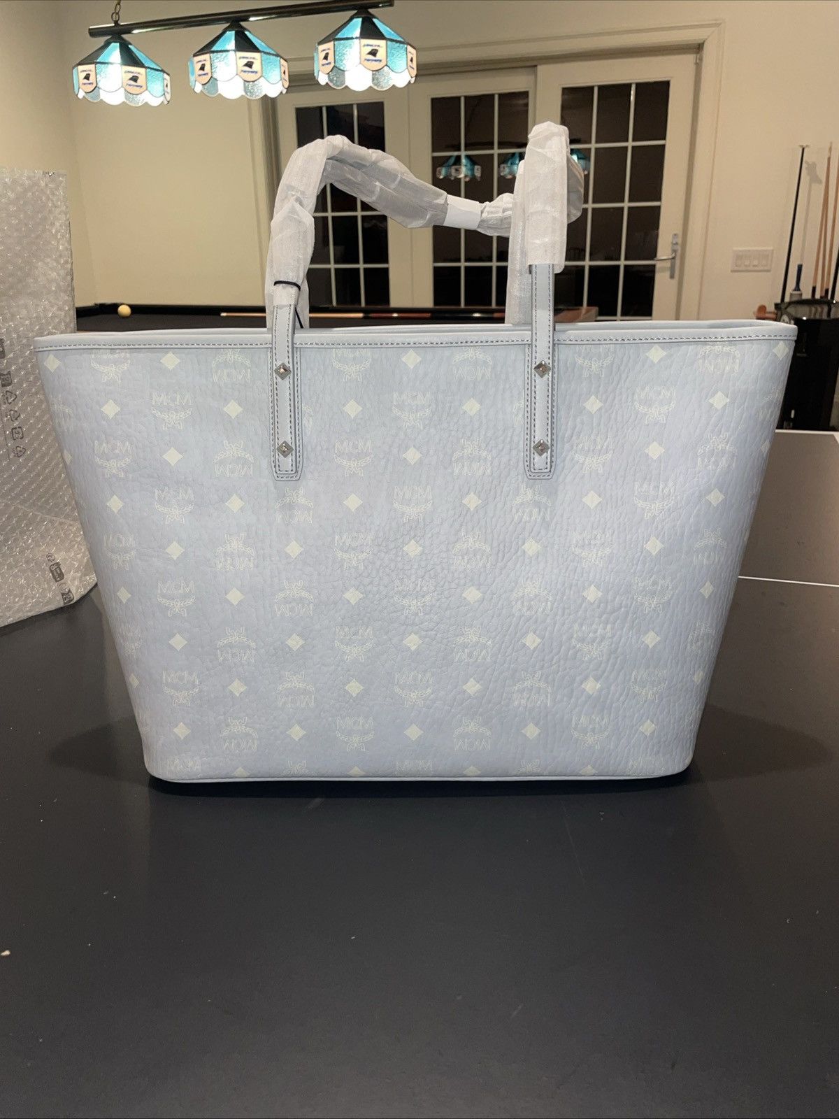 MCM Mini MCM Aren Shopper In Visetos Tote Bag | Misty Grey | NWT Size ONE SIZE - 5 Thumbnail