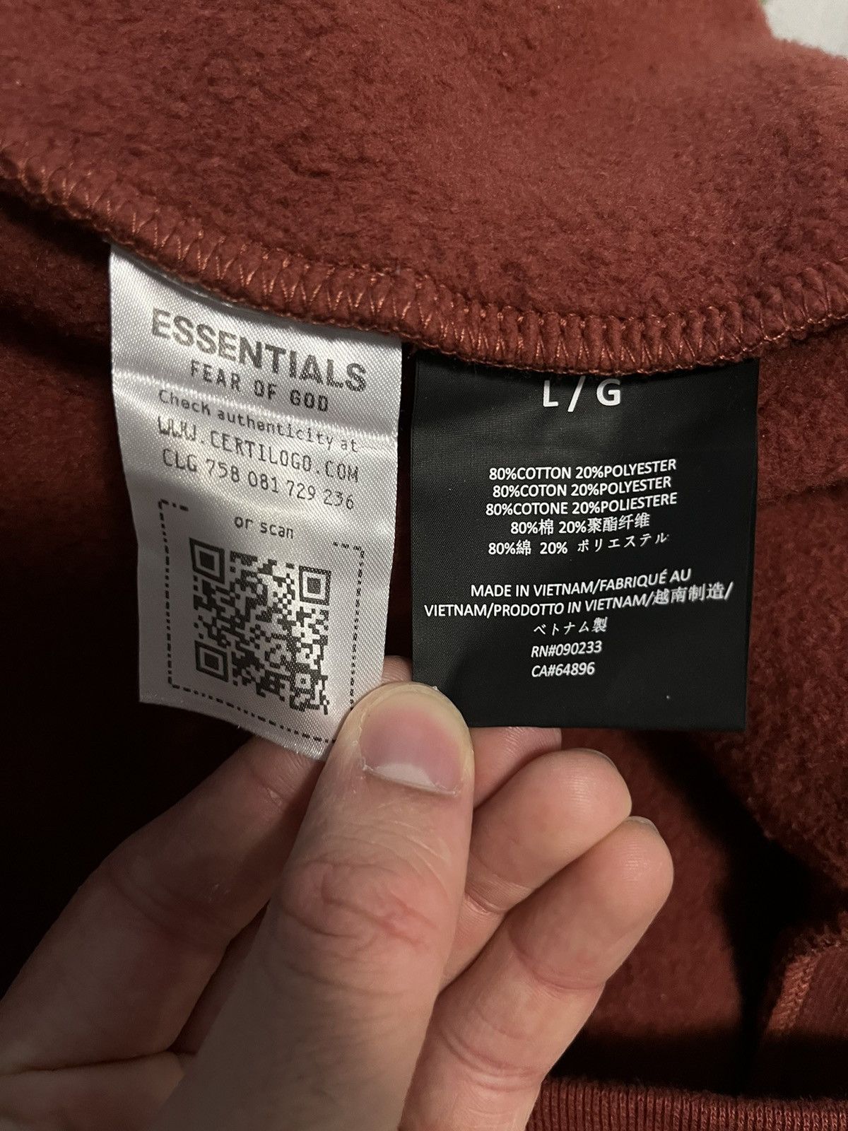 Essentials Fear of God Essentials Crimson Hoodie Size US L / EU 52-54 / 3 - 6 Thumbnail