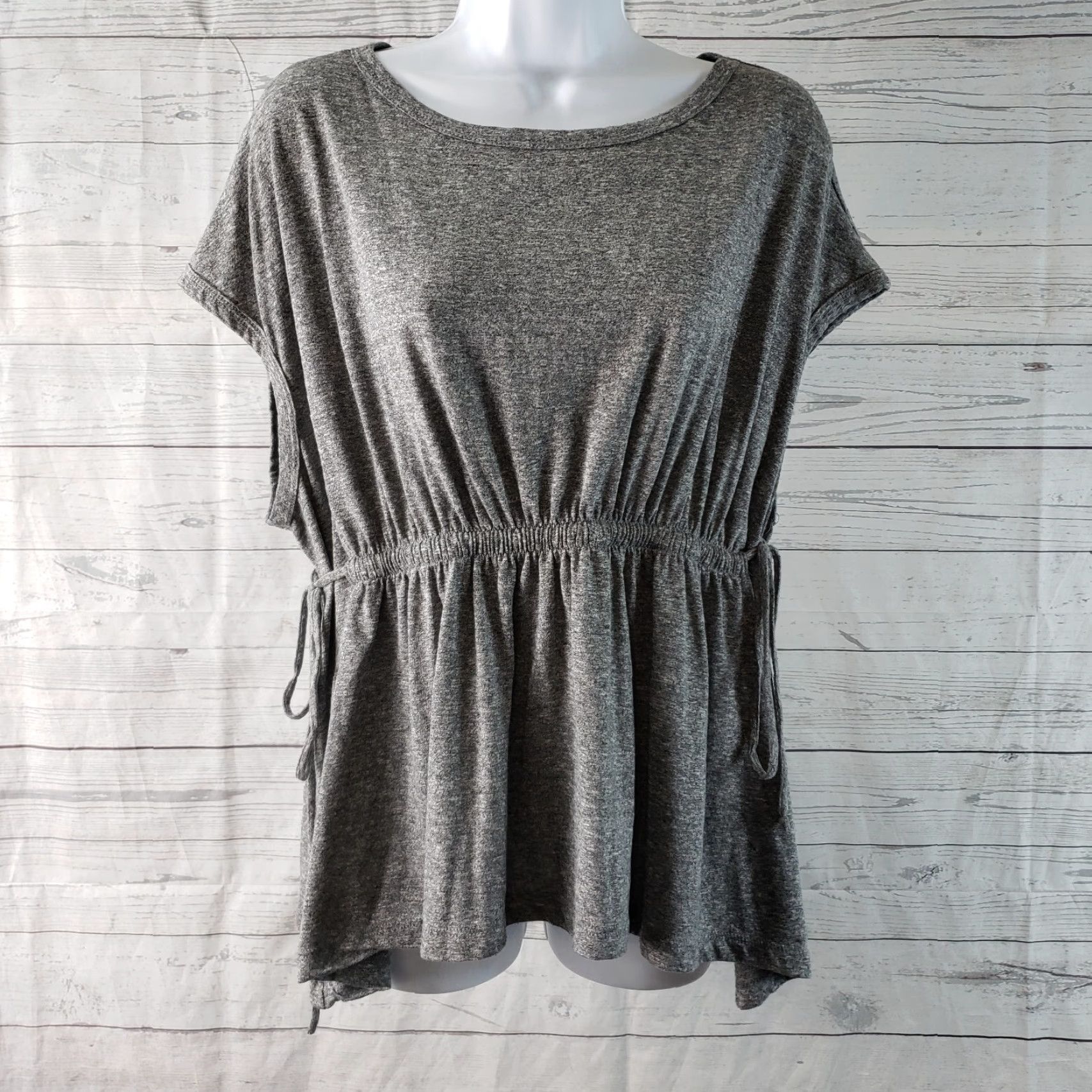 Vintage Current Elliot Womens Knit Sawyer Top Sz 1 Heather Grey Side Ties Shirt Adult S Gray Short Sleeve, Knit, Polyester Blend, Solid, Womens, 90s? Size S / US 4 / IT 40 - 2 Thumbnail