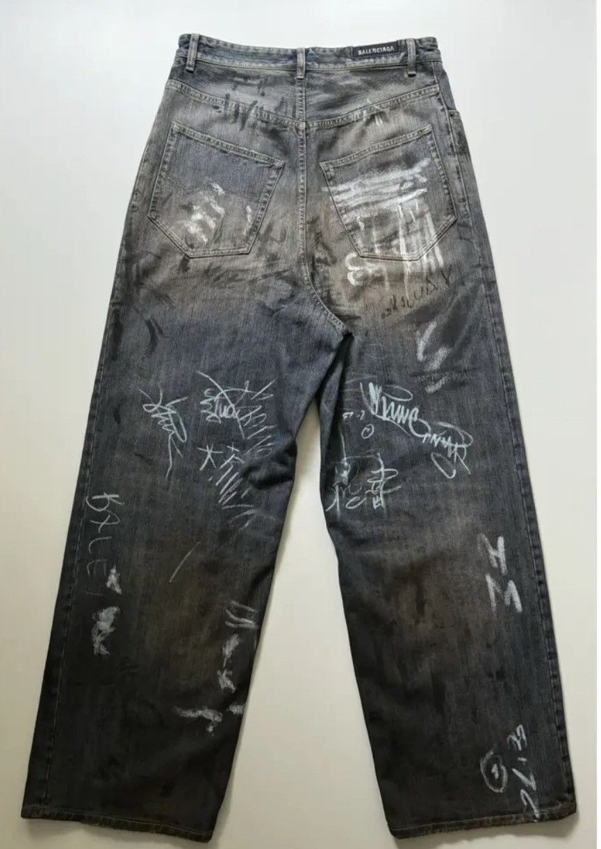 Balenciaga 💥RARE💥Balenciaga Denim Graffiti Pants in navy Size US 34 / EU 50 - 2 Thumbnail