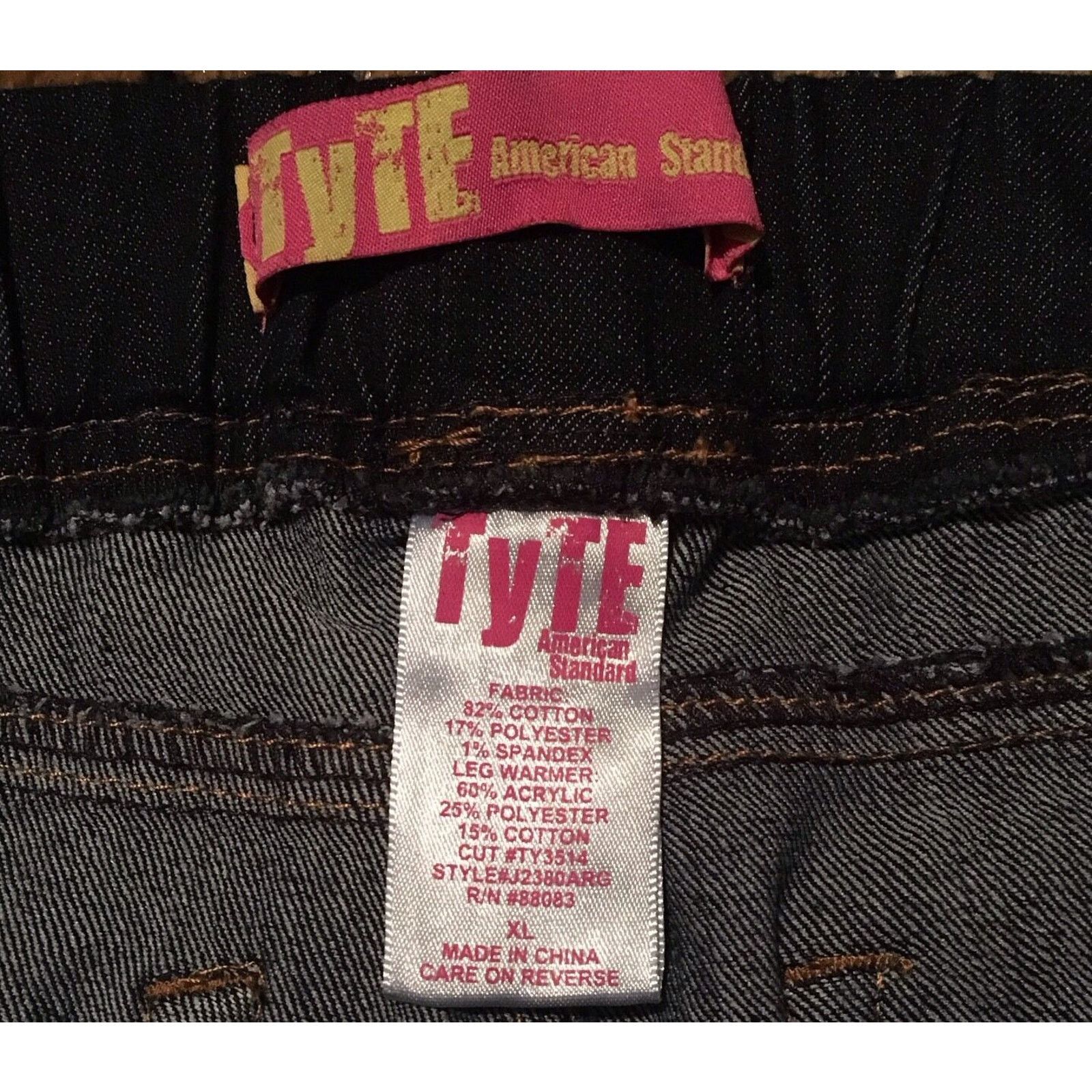 Other TYTE Dark Skinny Jeans Jeggings Black Knit Leg Warmers XL Size 33" - 4 Thumbnail