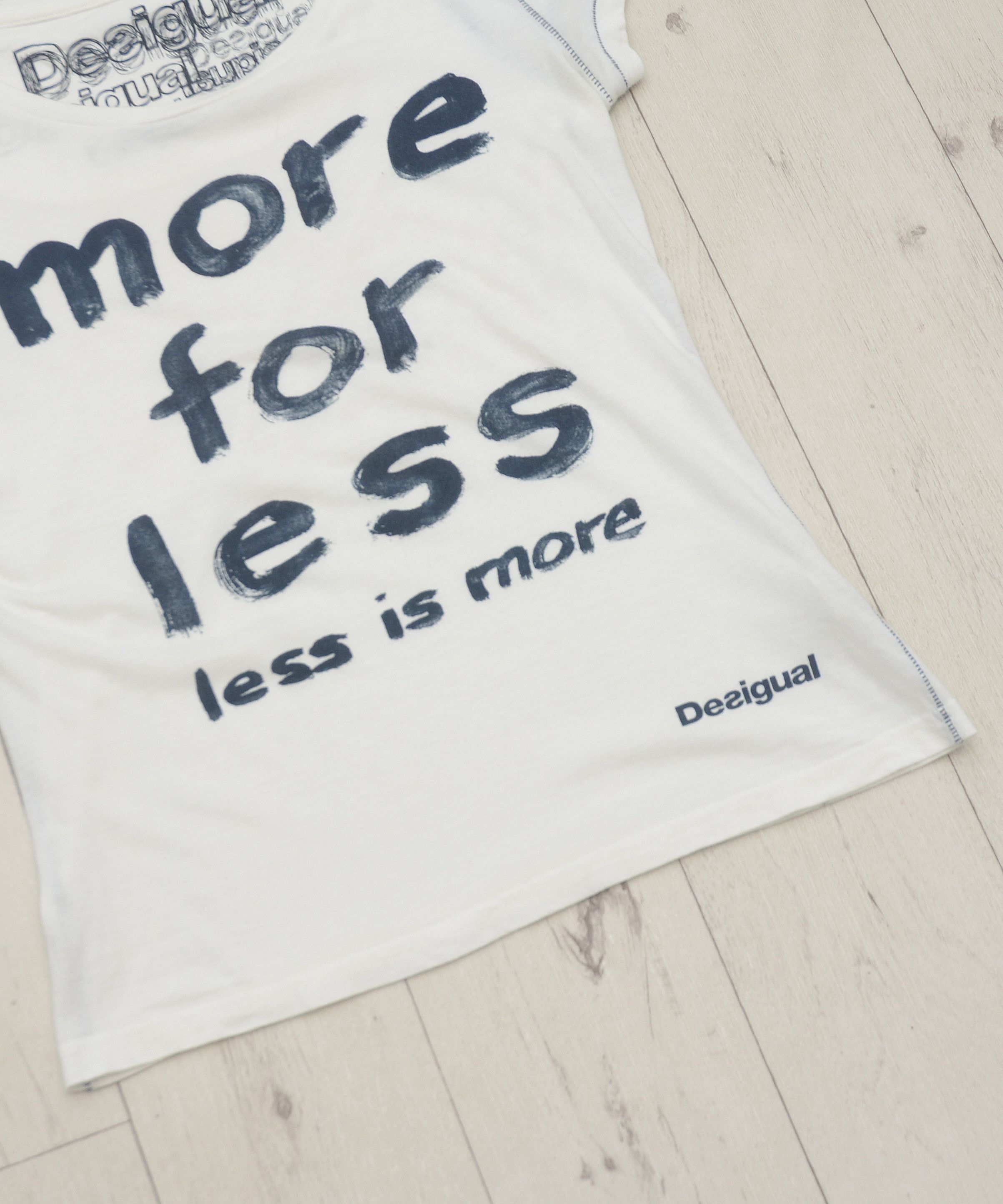 Designer × Desigual Desigual Women’s Printed T-Shirt More for Less Less is More Size L / US 10 / IT 46 - 3 Thumbnail