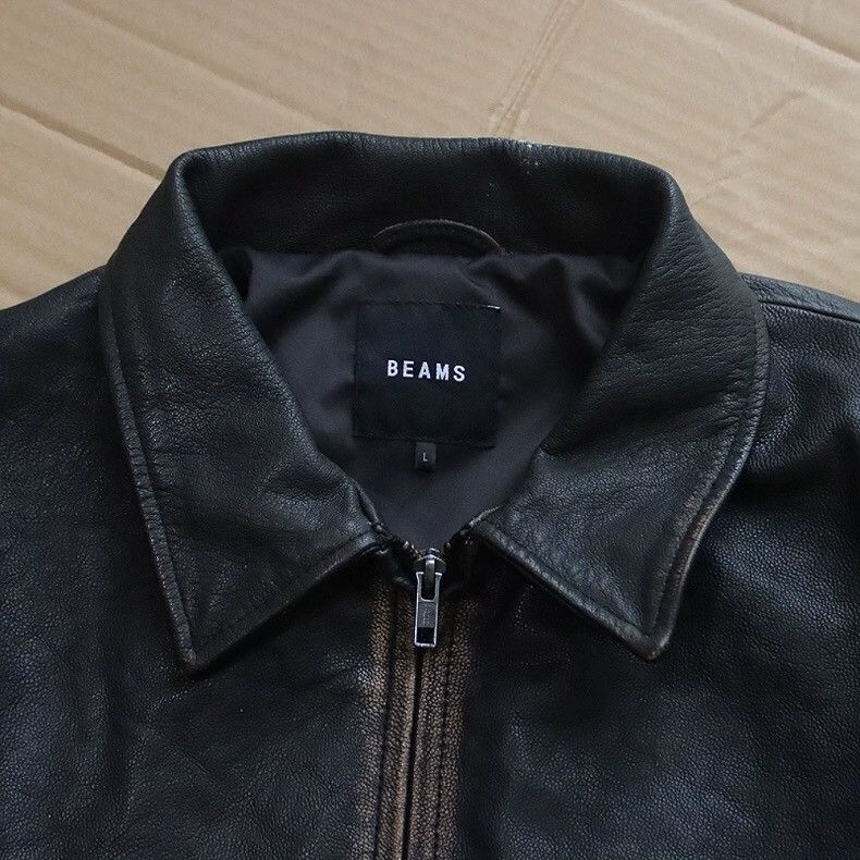 Beams Plus Beams Distressed leather zip jacket Size US M / EU 48-50 / 2 - 7 Thumbnail