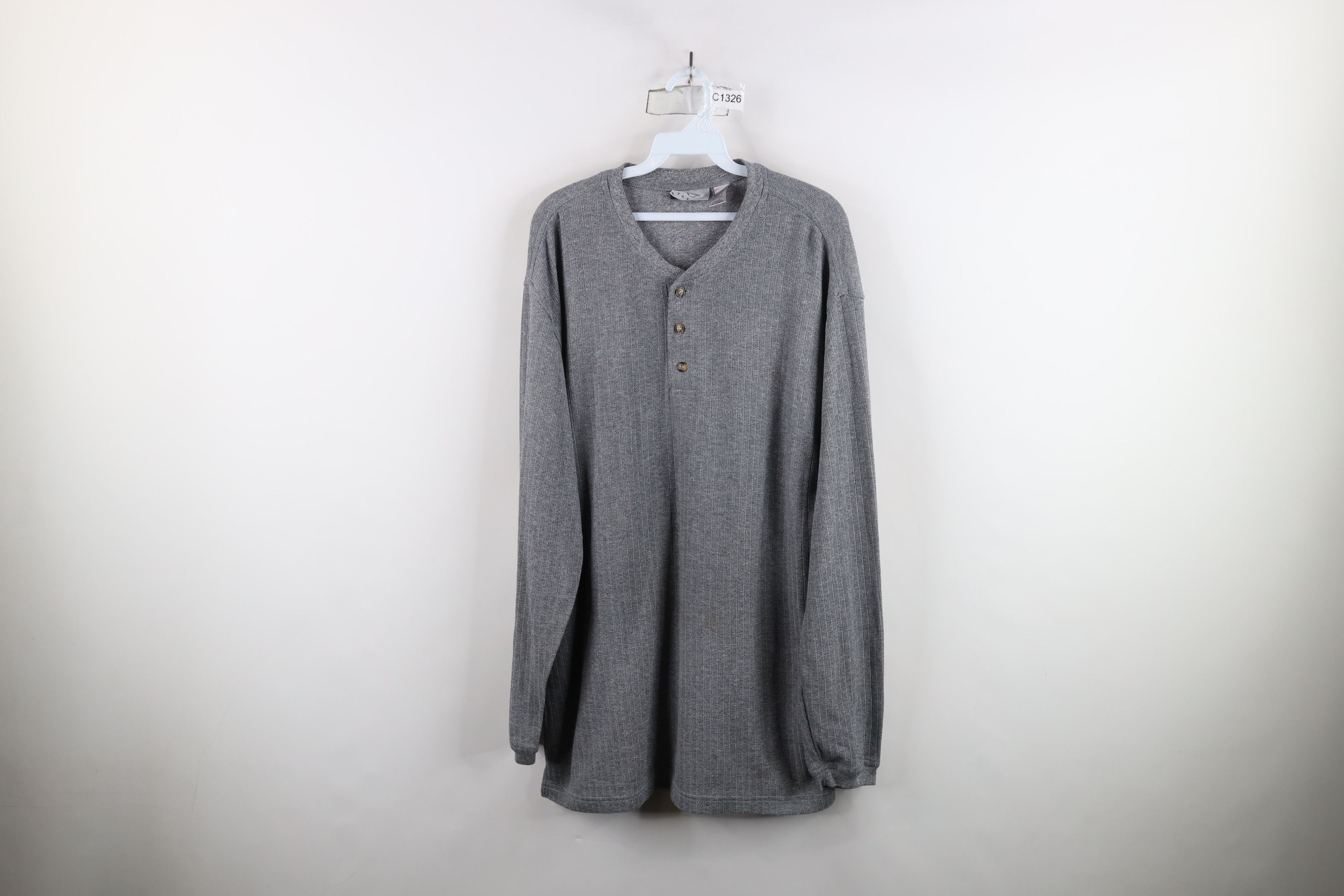 Vintage Vintage 90s Streetwear Ribbed Long Sleeve Henley T-Shirt Size US L / EU 52-54 / 3 - 1 Thumbnail