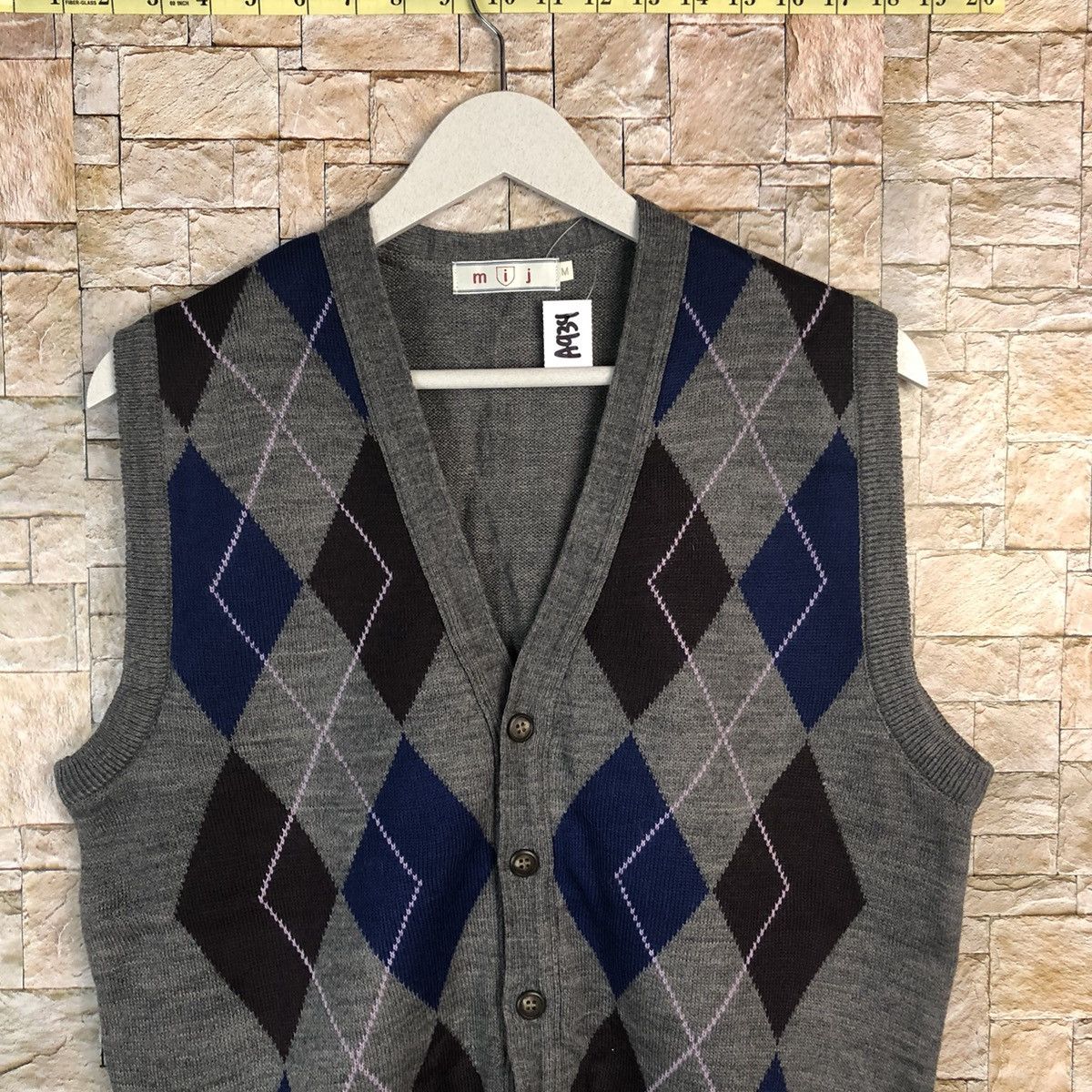 Homespun Knitwear × Japanese Brand MIj Grey art Vest Knitwear #A934 Size US M / EU 48-50 / 2 - 5 Thumbnail