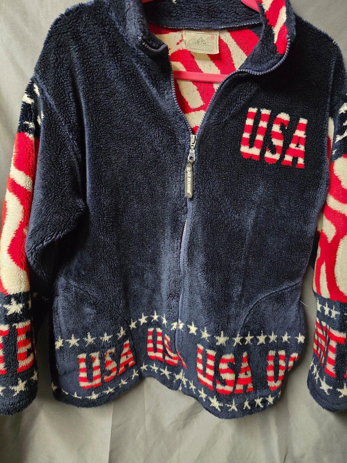 Other Black Mountain USA Flag Jacket Womens L Plush Fleece RARE Size L / US 10 / IT 46 - 3 Thumbnail