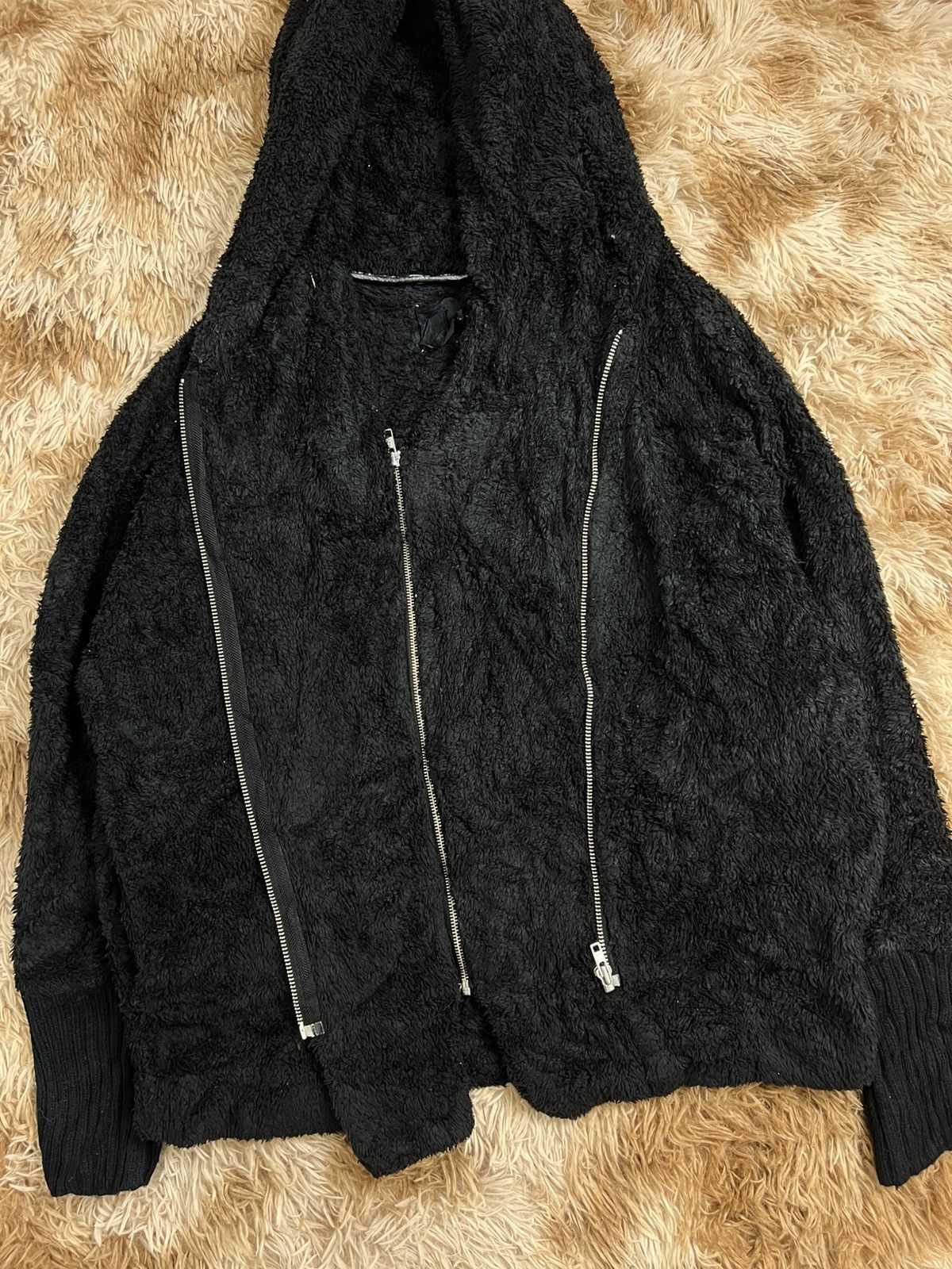 Japanese Brand JEANASIS Tokyo Asymmetrical Multi-Zip Sherpa Hoodie Size ONE SIZE - 2 Thumbnail
