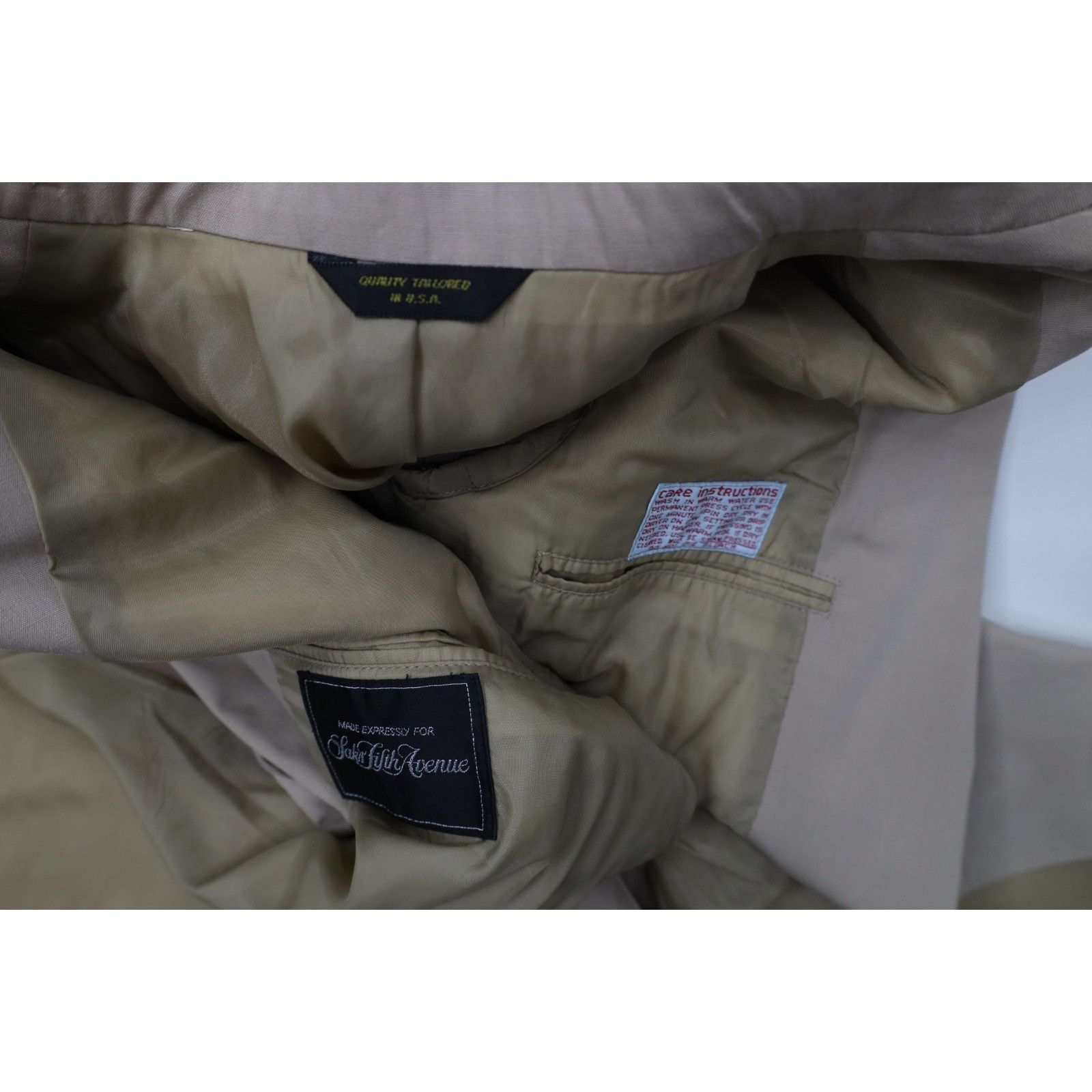 Saks Fifth Avenue Vintage 70s Saks Fifth Avenue 2 Piece Rayon Gabardine Suit Size 42R - 5 Thumbnail