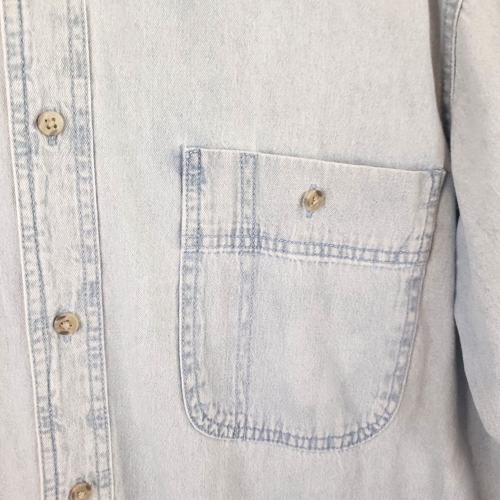 Wrangler Wrangler Rugged Wear Denim Shirt Mens Large Blue Button Up 100% Cotton Classic Western Cowboy Grunge Workwear Size US L / EU 52-54 / 3 - 4 Thumbnail