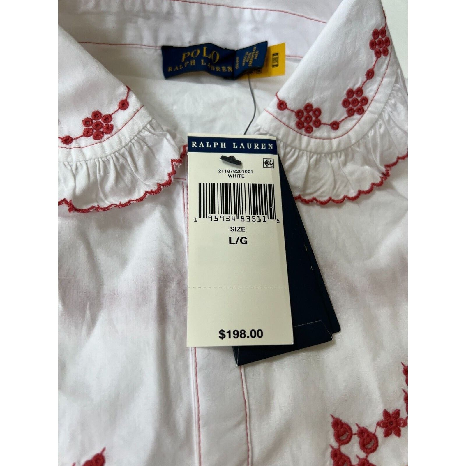 Polo Ralph Lauren Ralph Lauren White Embroidered Button Front Shirt Blouse L Size L / US 10 / IT 46 - 3 Thumbnail