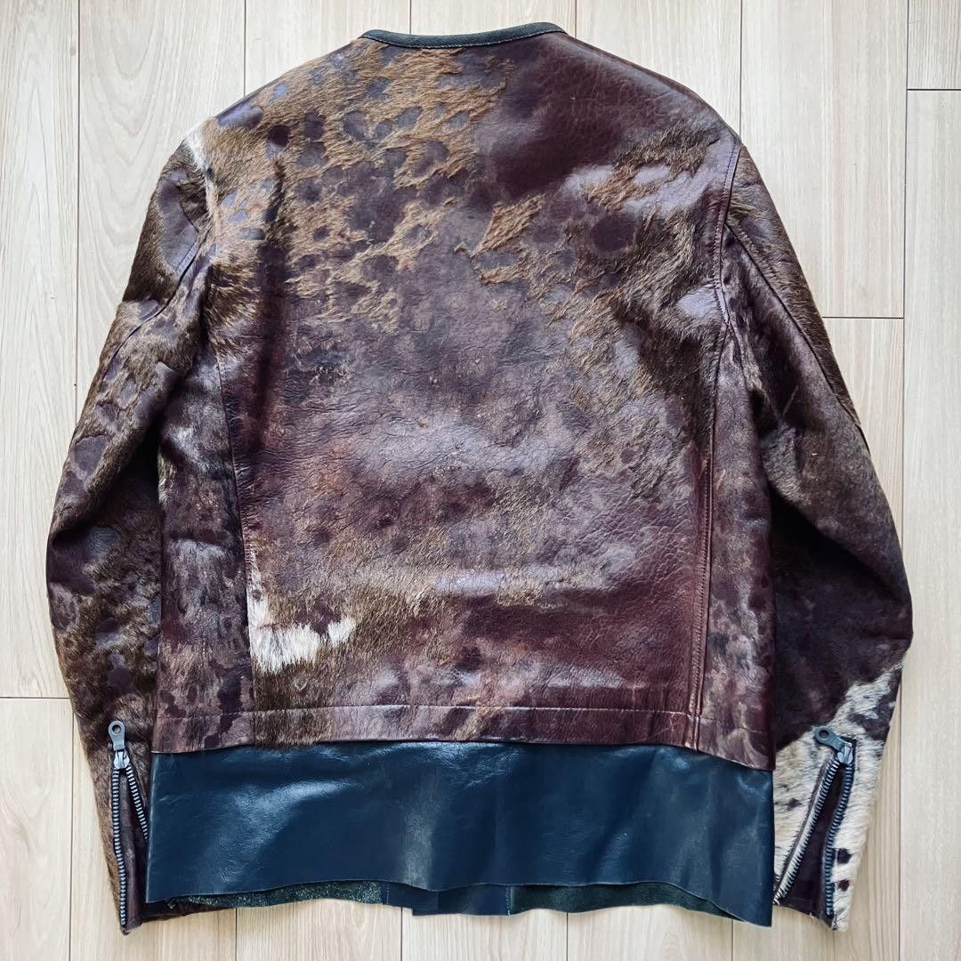 Yohji Yamamoto POUR HOMME 02aw look36 archive riders leather jacket Size US L / EU 52-54 / 3 - 2 Thumbnail