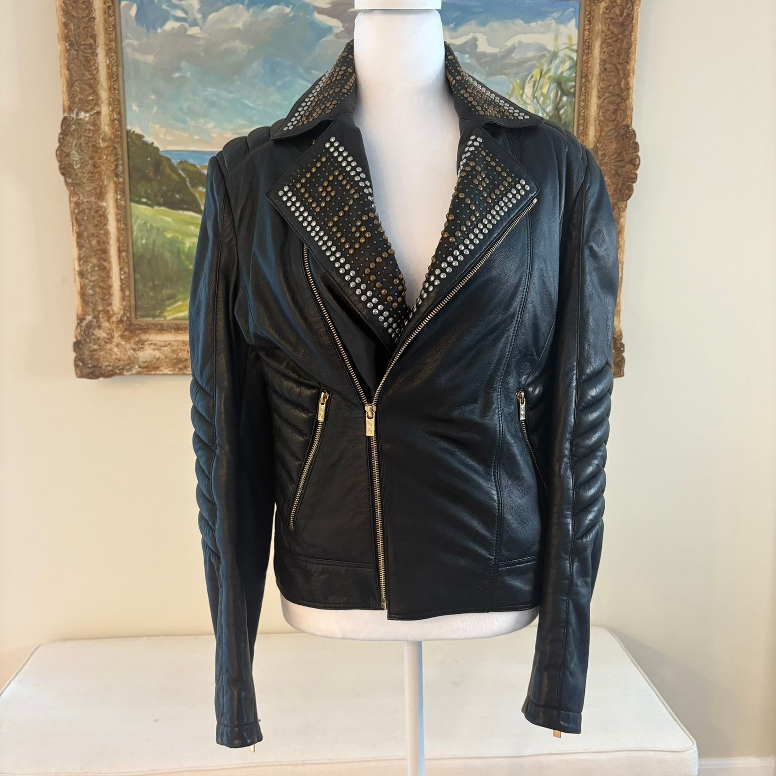 Versace Versace H&M Black Studded Biker Moto Jacket Women’s Medium Size M / US 6-8 / IT 42-44 - 13 Thumbnail
