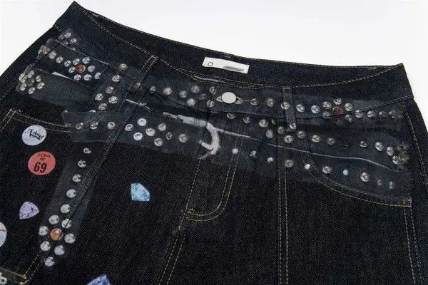 Japanese Brand VIBE Men's street-rocking loose wide-leg hip-hop jeans Size US 32 / EU 48 - 3 Thumbnail
