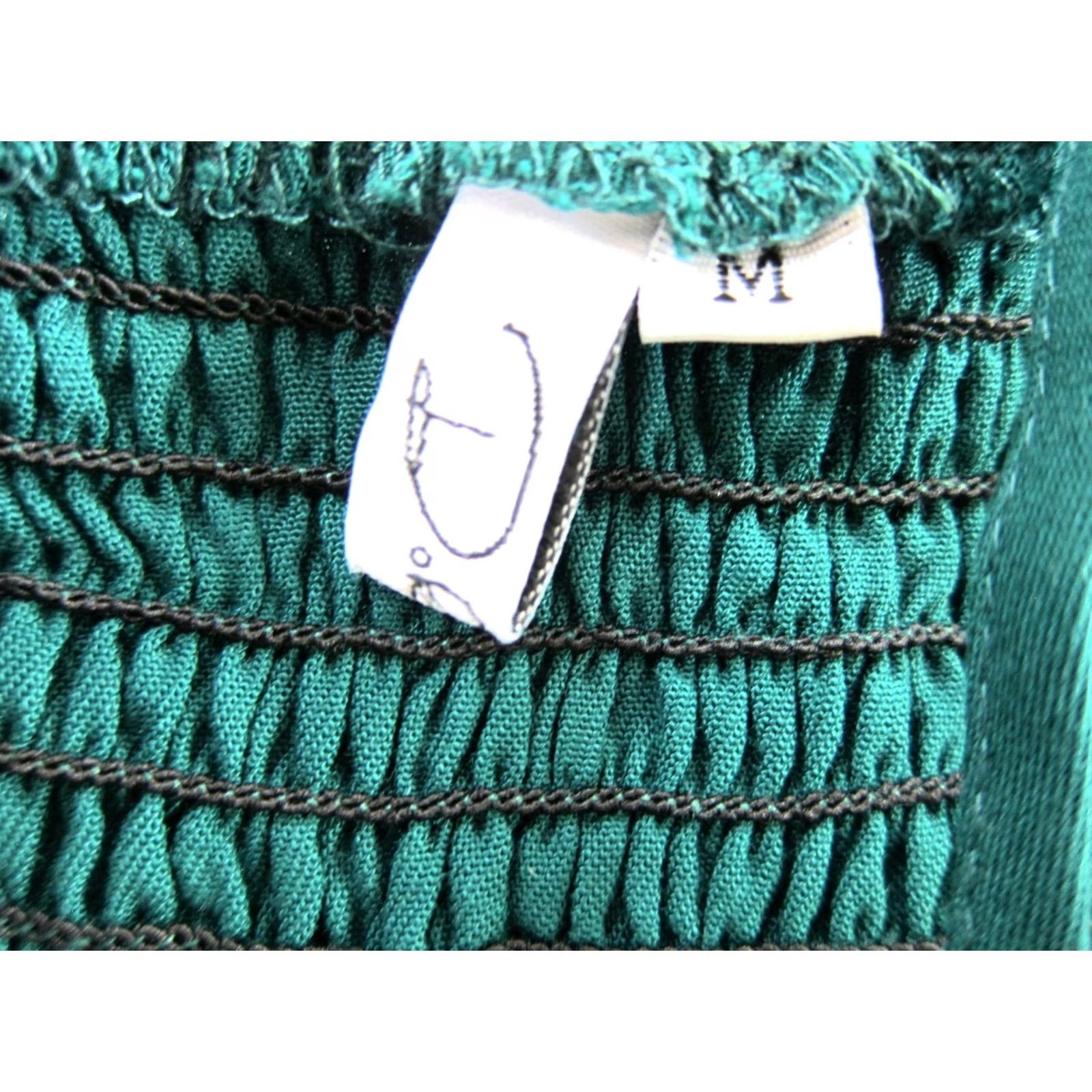 Vintage Dokuritu Emerald Green Rayon Crochet Spaghetti Strap Midi Beach Boho Dress M Size M / US 6-8 / IT 42-44 - 4 Thumbnail