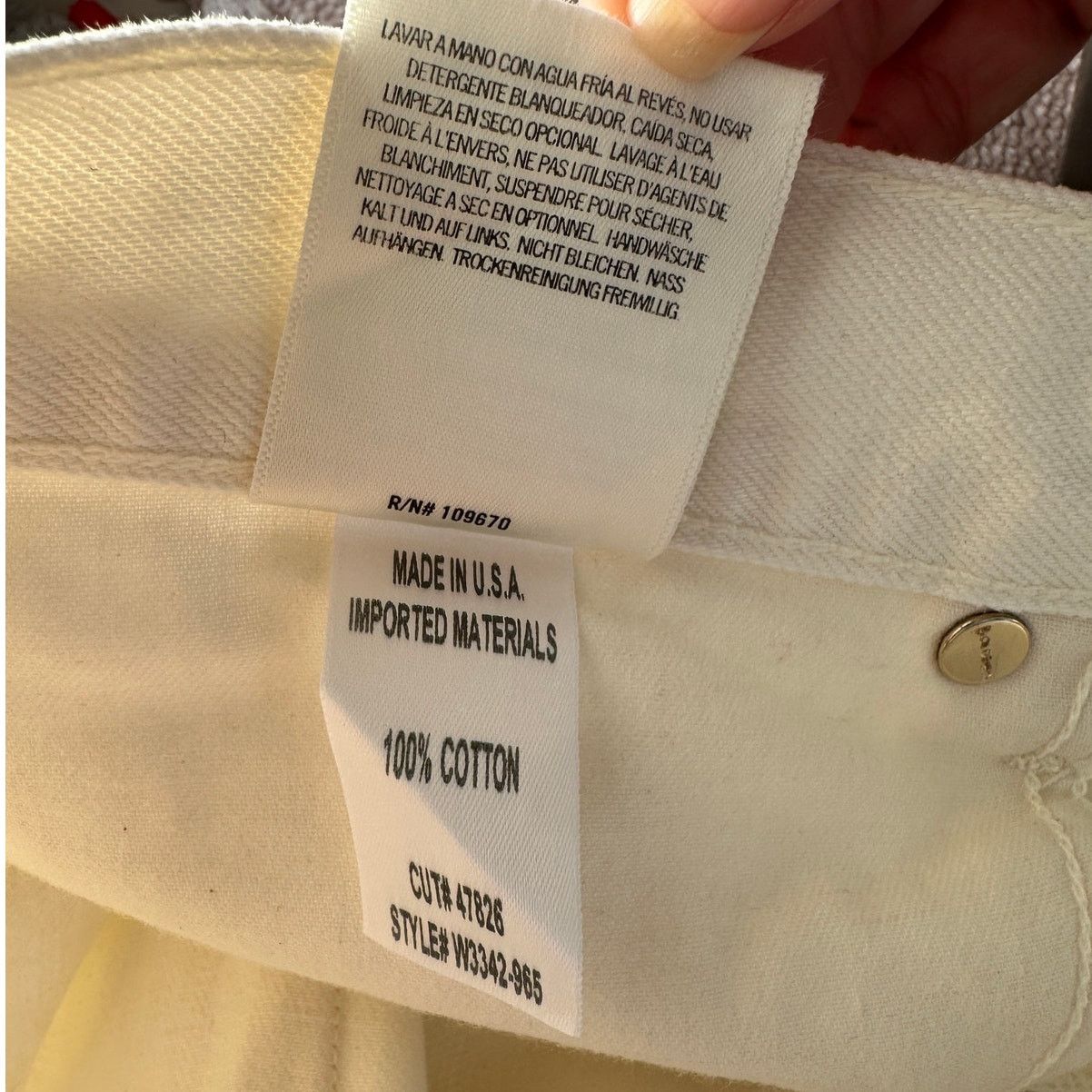 GOLDSIGN NWT Goldsign The A Jean Pressed Pearl Ivory Jeans 32 Size 32" / US 10 / IT 46 - 11 Thumbnail
